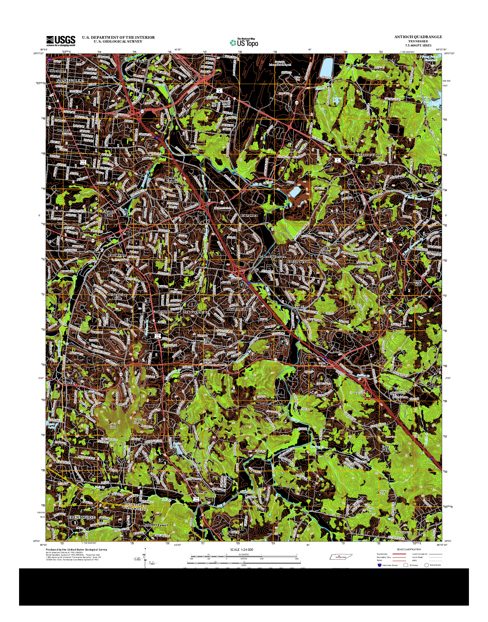 USGS US TOPO 7.5-MINUTE MAP FOR ANTIOCH, TN 2013