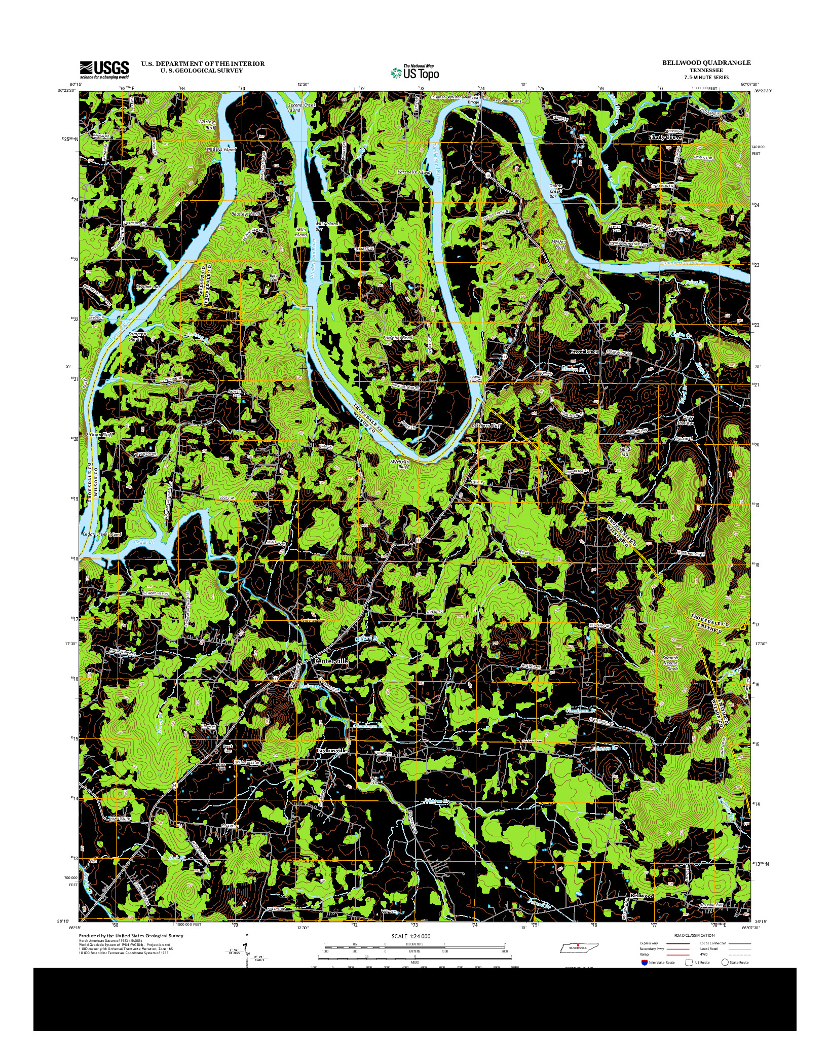 USGS US TOPO 7.5-MINUTE MAP FOR BELLWOOD, TN 2013