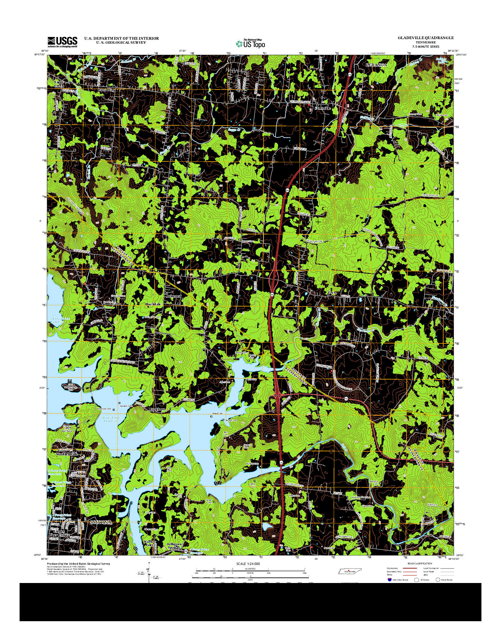 USGS US TOPO 7.5-MINUTE MAP FOR GLADEVILLE, TN 2013