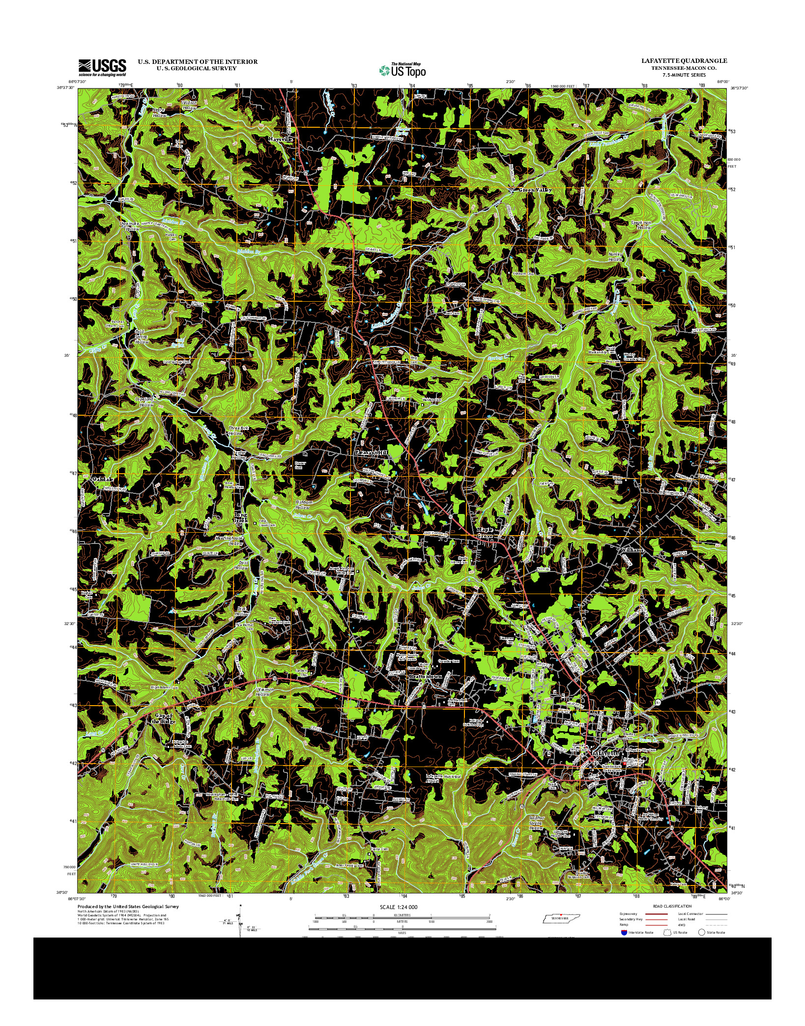 USGS US TOPO 7.5-MINUTE MAP FOR LAFAYETTE, TN 2013