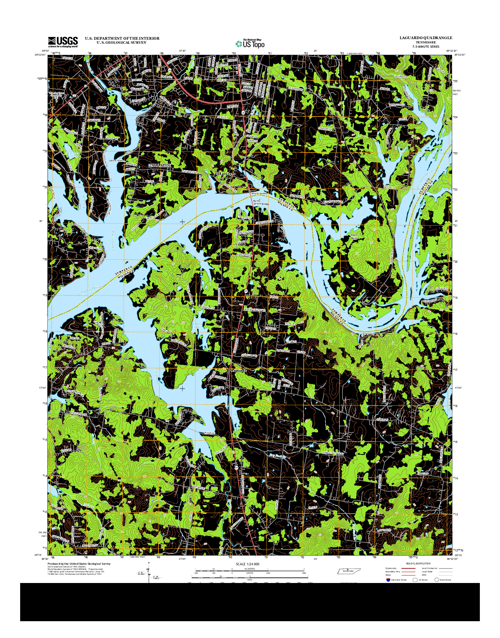 USGS US TOPO 7.5-MINUTE MAP FOR LAGUARDO, TN 2013