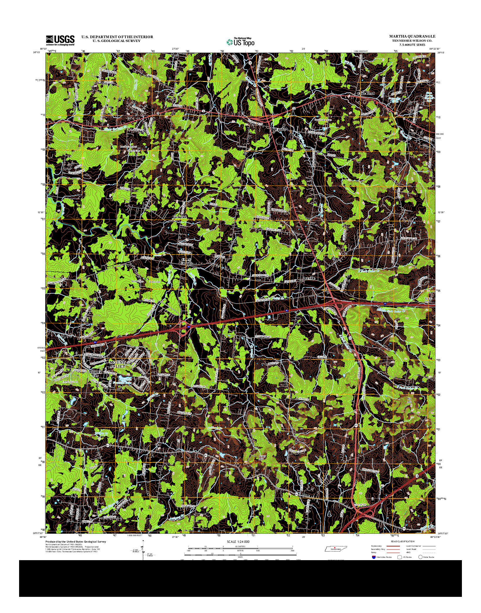 USGS US TOPO 7.5-MINUTE MAP FOR MARTHA, TN 2013