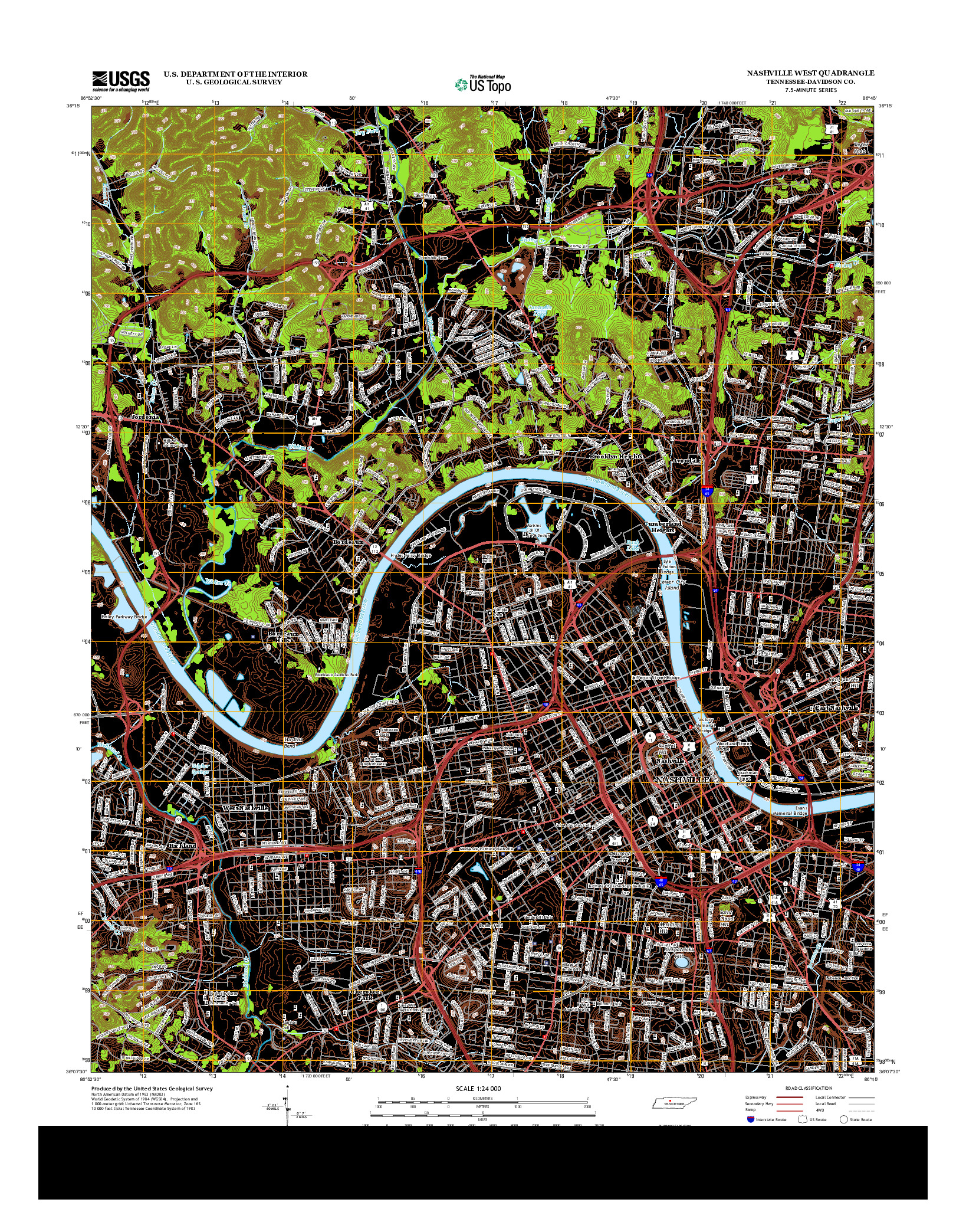 USGS US TOPO 7.5-MINUTE MAP FOR NASHVILLE WEST, TN 2013