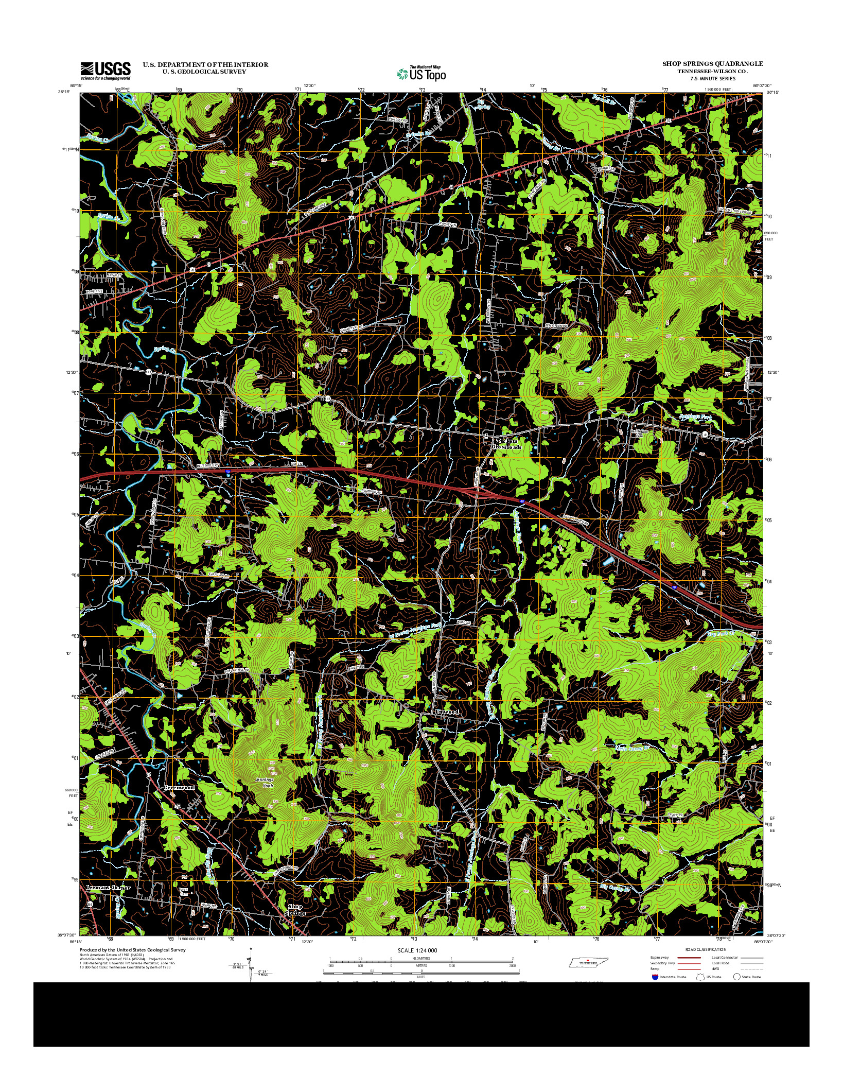 USGS US TOPO 7.5-MINUTE MAP FOR SHOP SPRINGS, TN 2013