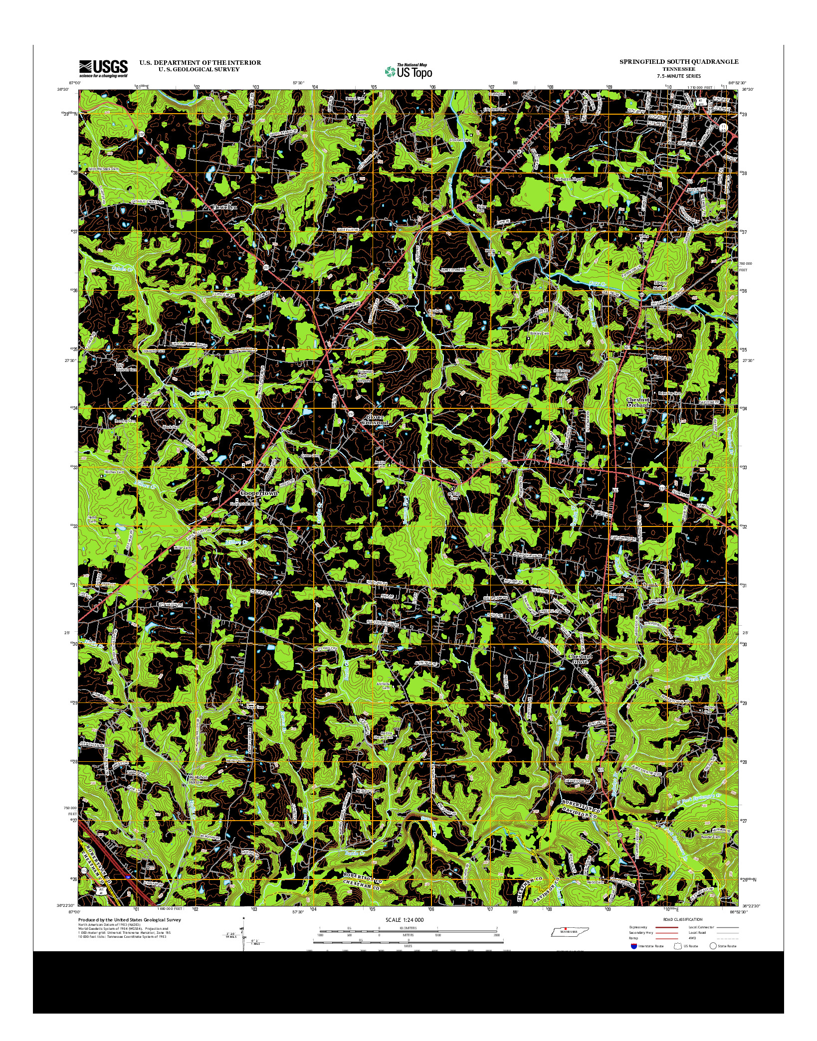 USGS US TOPO 7.5-MINUTE MAP FOR SPRINGFIELD SOUTH, TN 2013