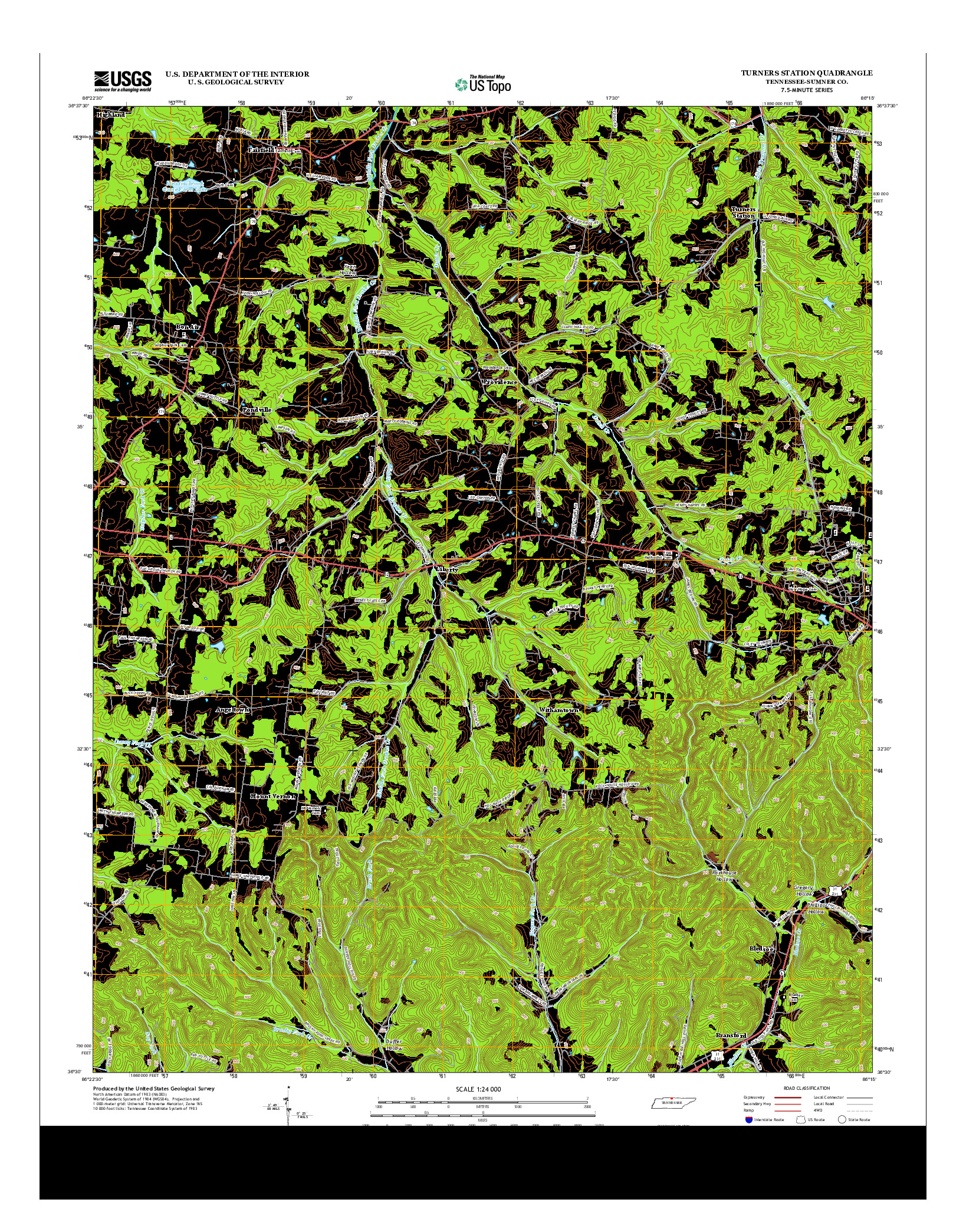 USGS US TOPO 7.5-MINUTE MAP FOR TURNERS STATION, TN 2013