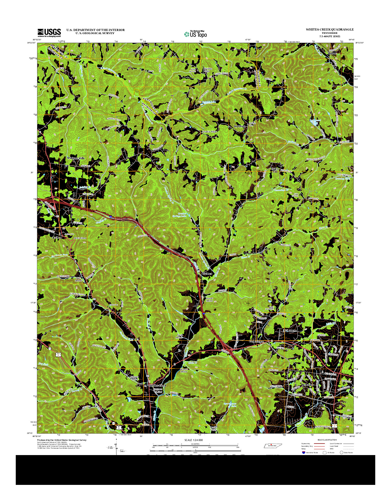 USGS US TOPO 7.5-MINUTE MAP FOR WHITES CREEK, TN 2013