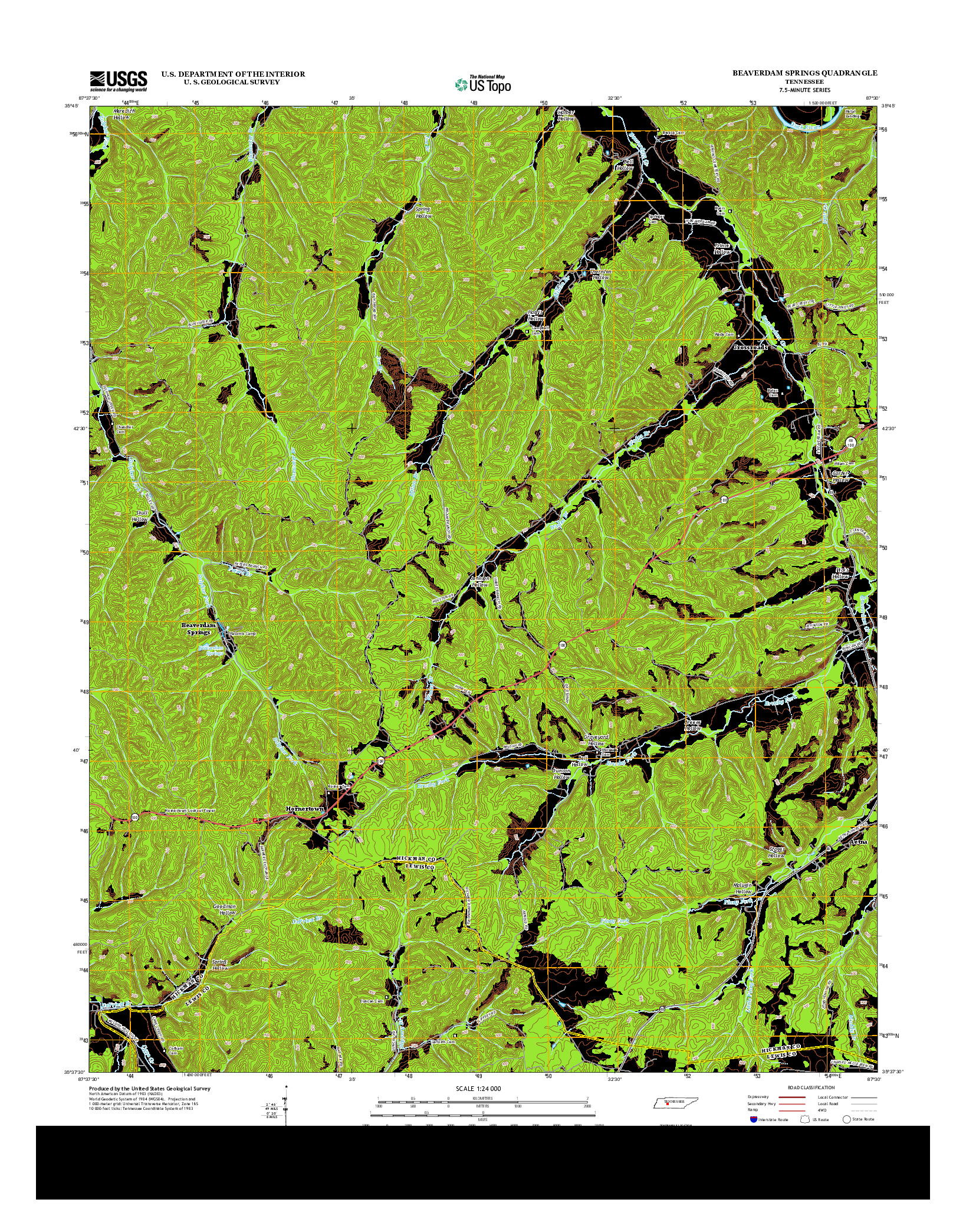 USGS US TOPO 7.5-MINUTE MAP FOR BEAVERDAM SPRINGS, TN 2013