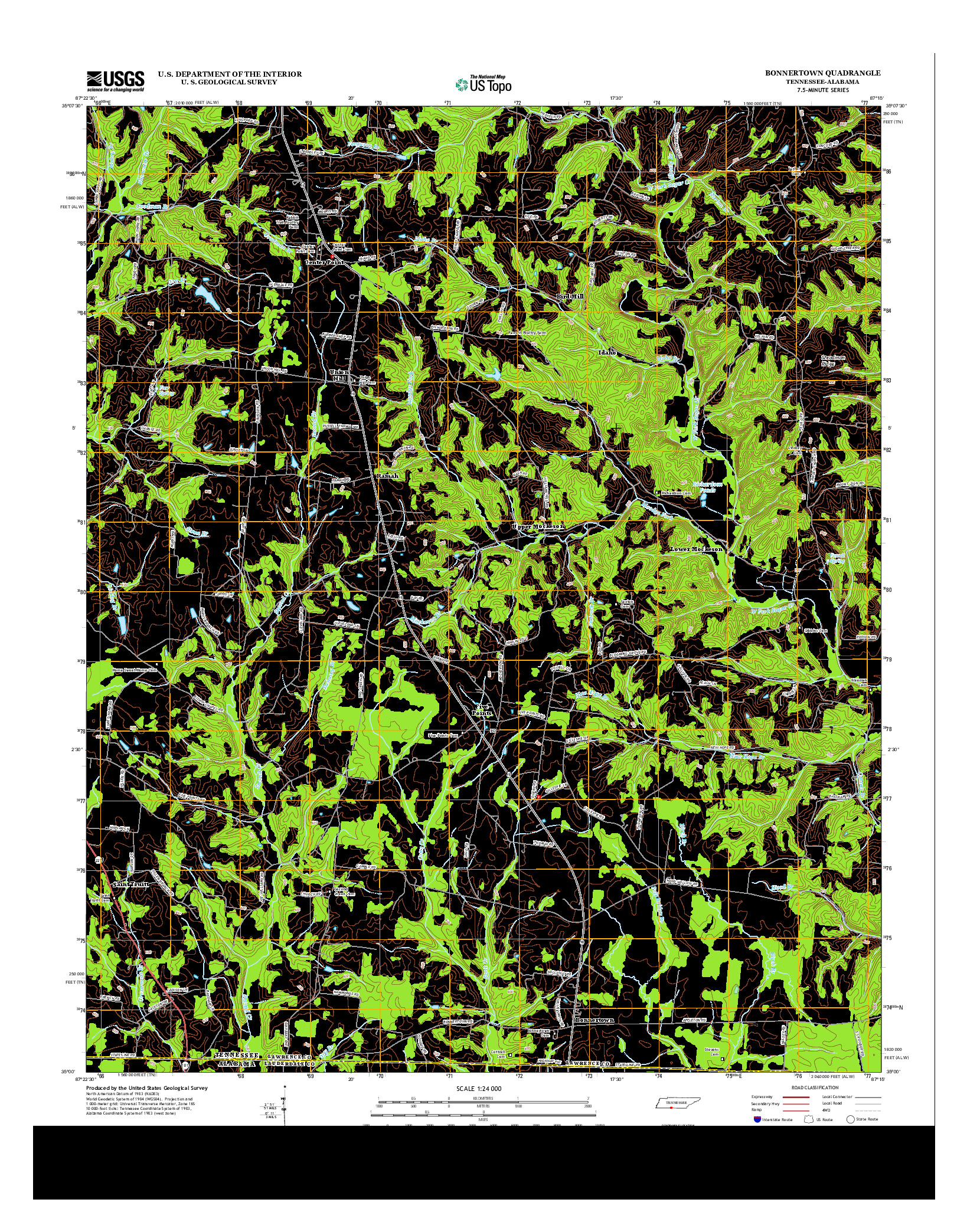 USGS US TOPO 7.5-MINUTE MAP FOR BONNERTOWN, TN-AL 2013