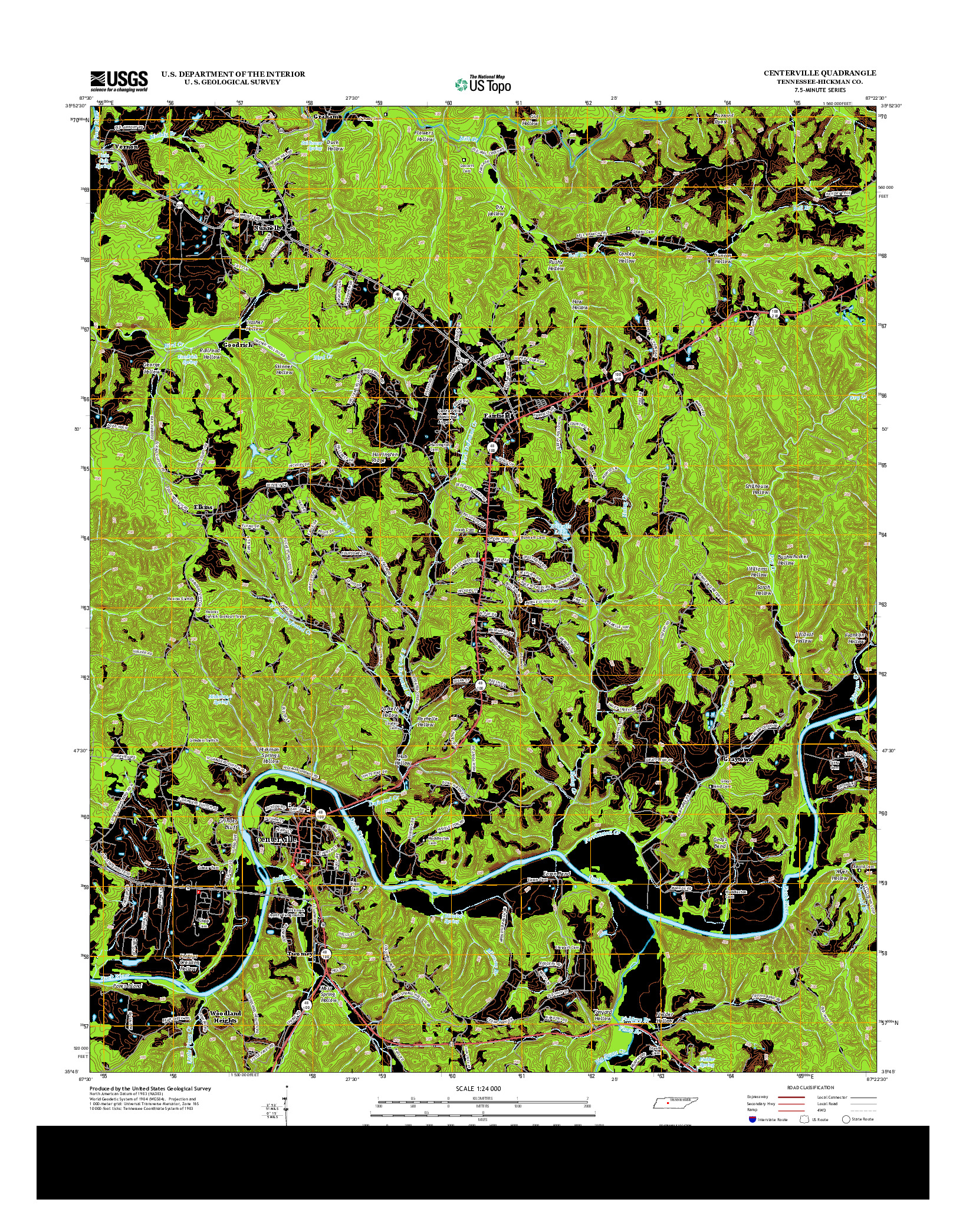 USGS US TOPO 7.5-MINUTE MAP FOR CENTERVILLE, TN 2013