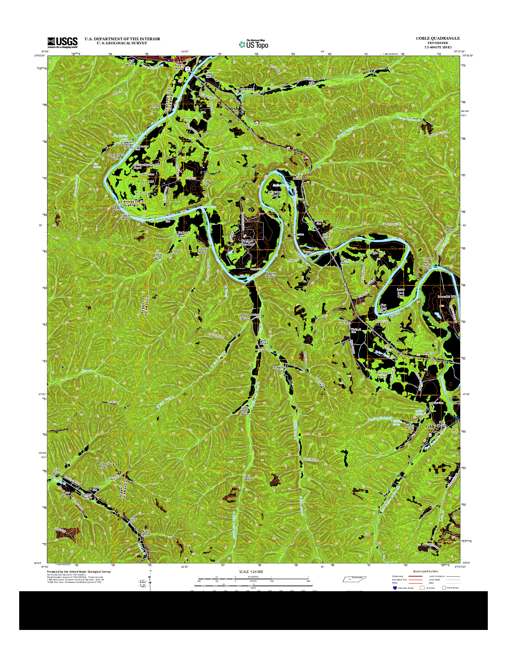 USGS US TOPO 7.5-MINUTE MAP FOR COBLE, TN 2013