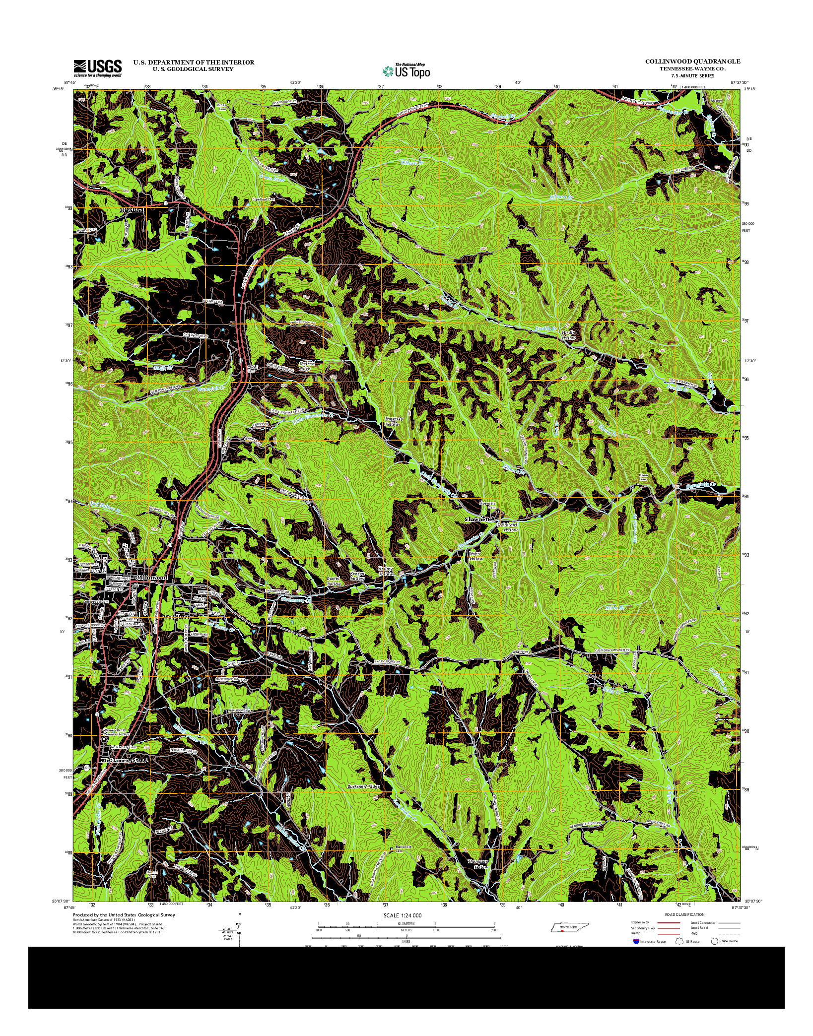 USGS US TOPO 7.5-MINUTE MAP FOR COLLINWOOD, TN 2013