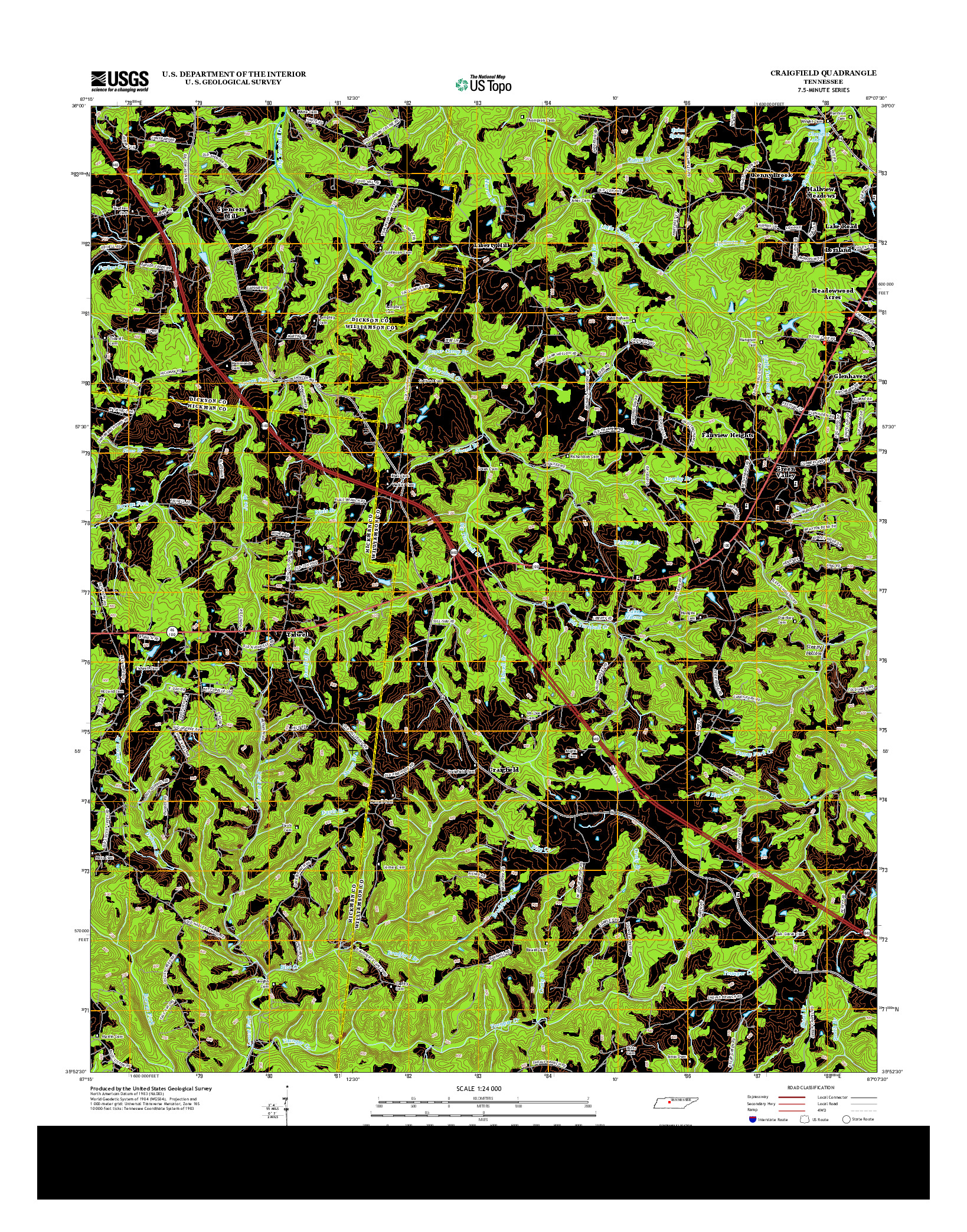 USGS US TOPO 7.5-MINUTE MAP FOR CRAIGFIELD, TN 2013