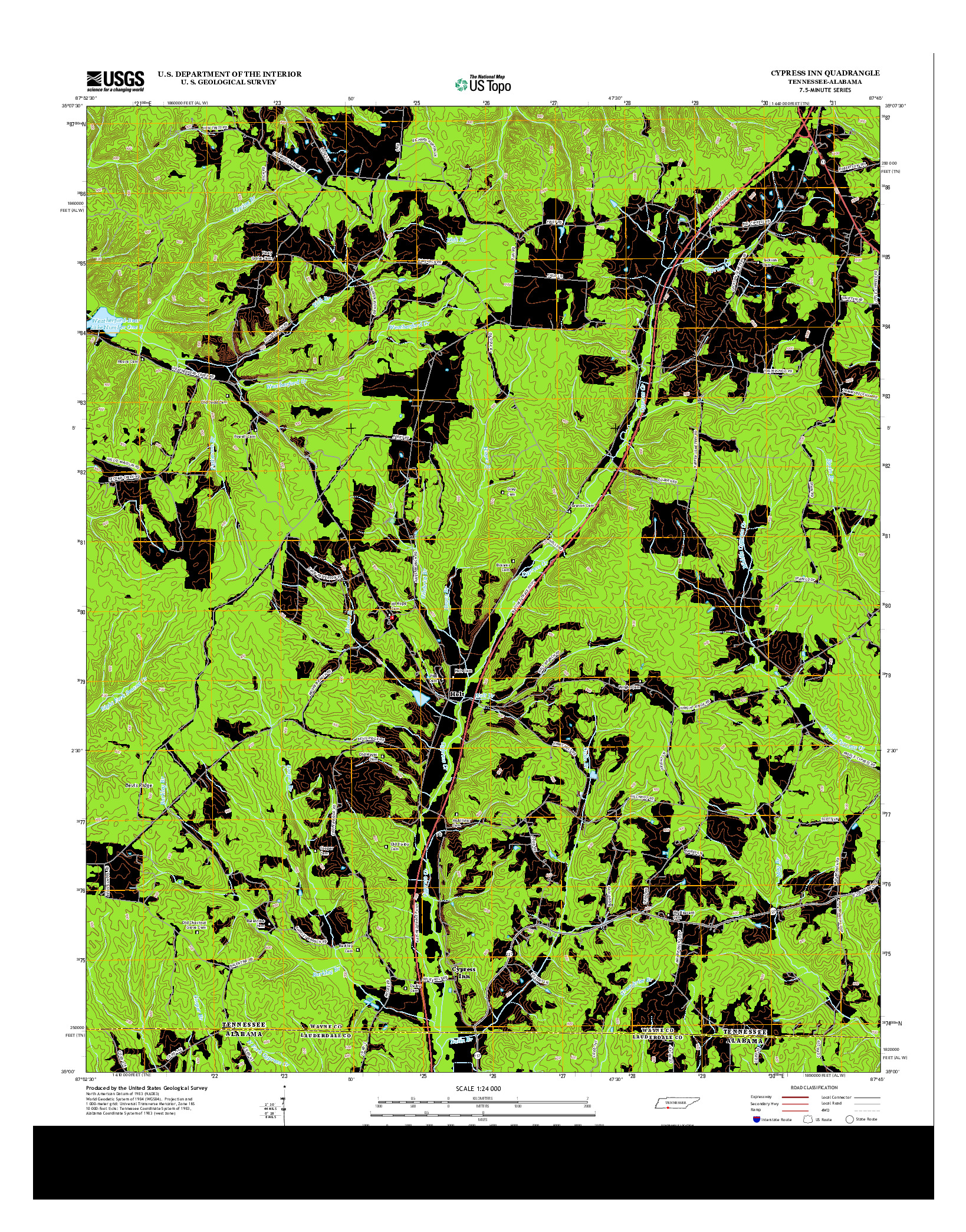USGS US TOPO 7.5-MINUTE MAP FOR CYPRESS INN, TN-AL 2013
