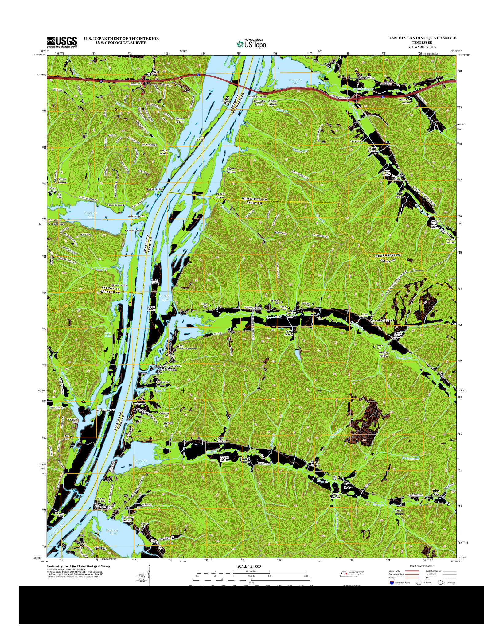 USGS US TOPO 7.5-MINUTE MAP FOR DANIELS LANDING, TN 2013