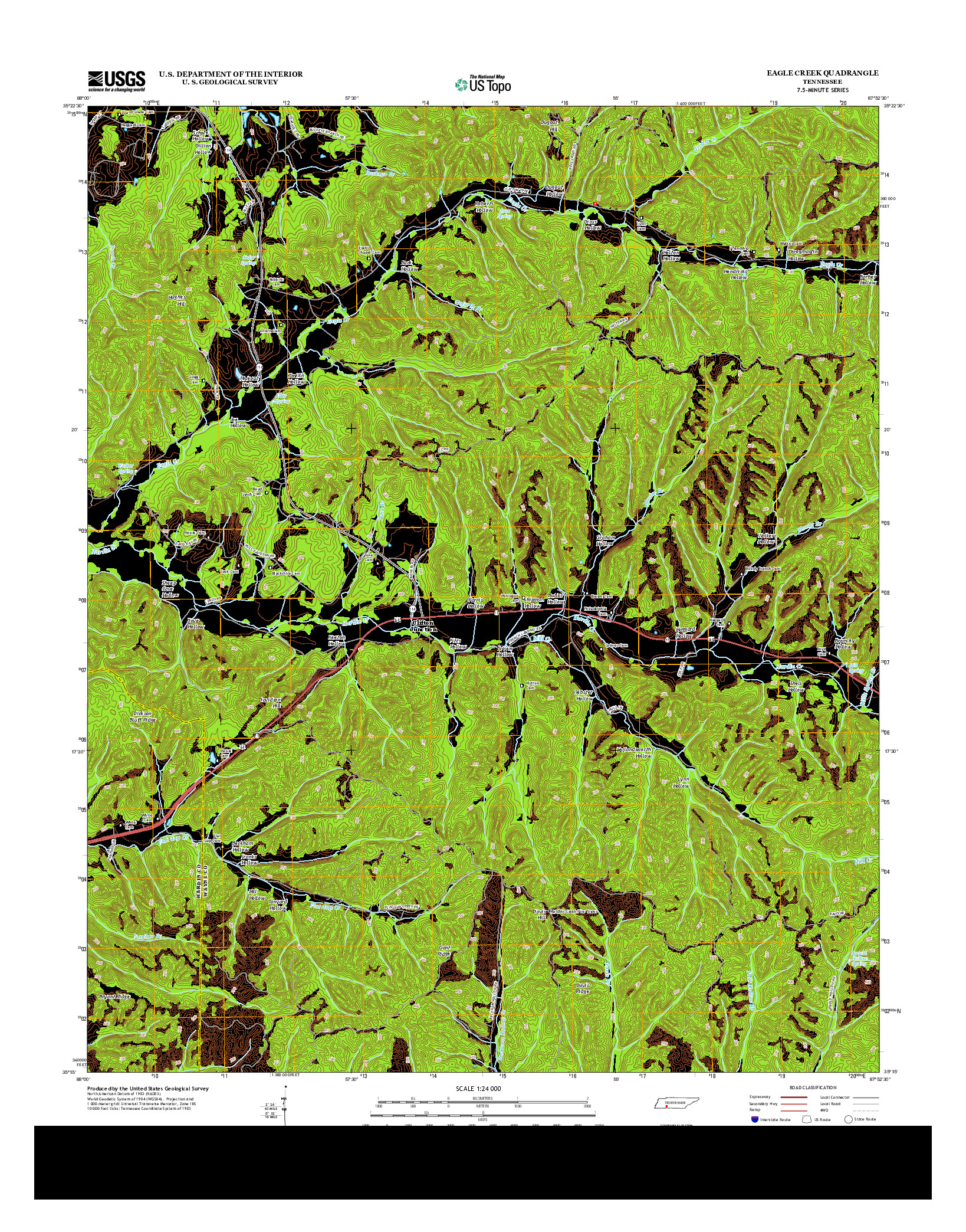 USGS US TOPO 7.5-MINUTE MAP FOR EAGLE CREEK, TN 2013