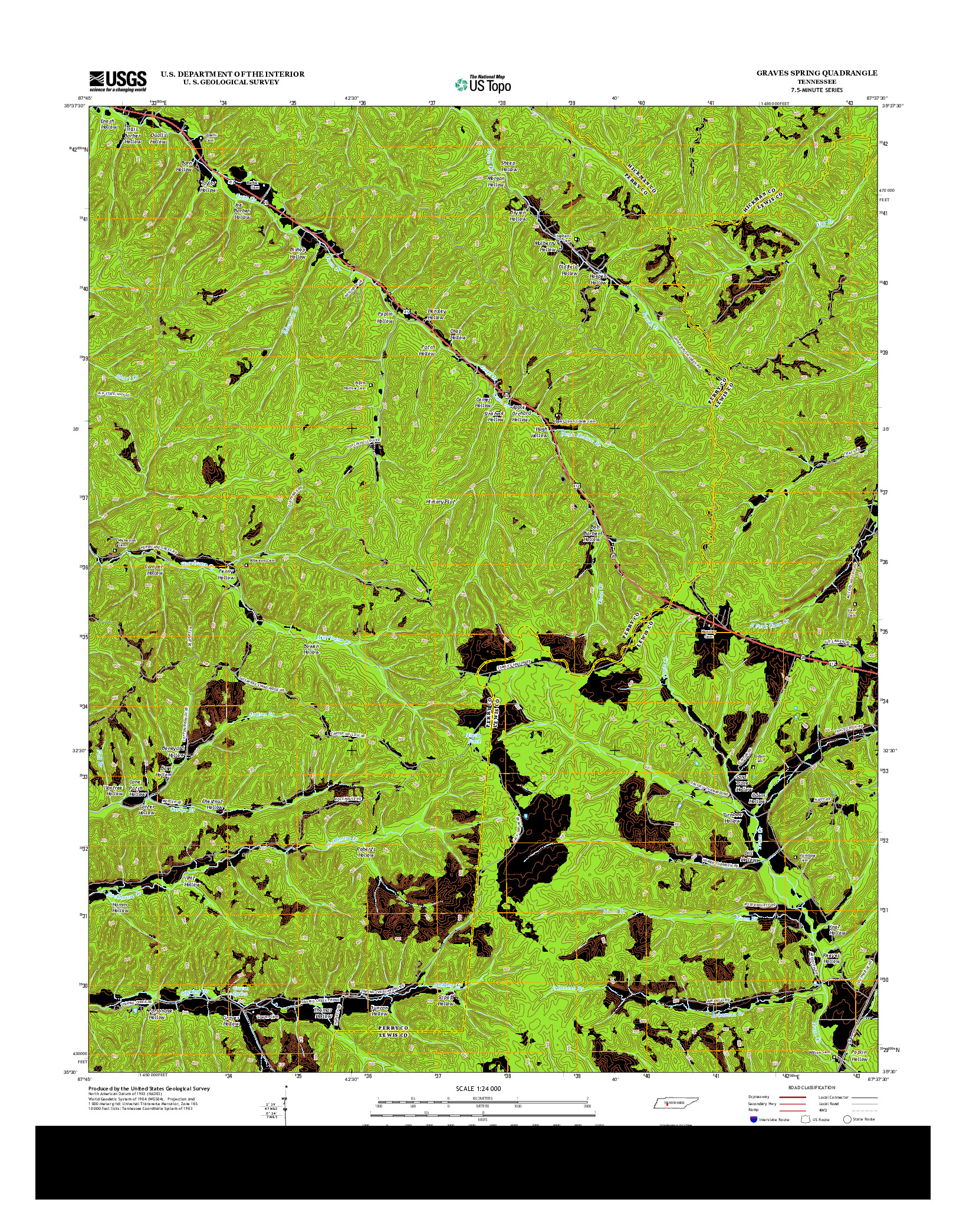 USGS US TOPO 7.5-MINUTE MAP FOR GRAVES SPRING, TN 2013