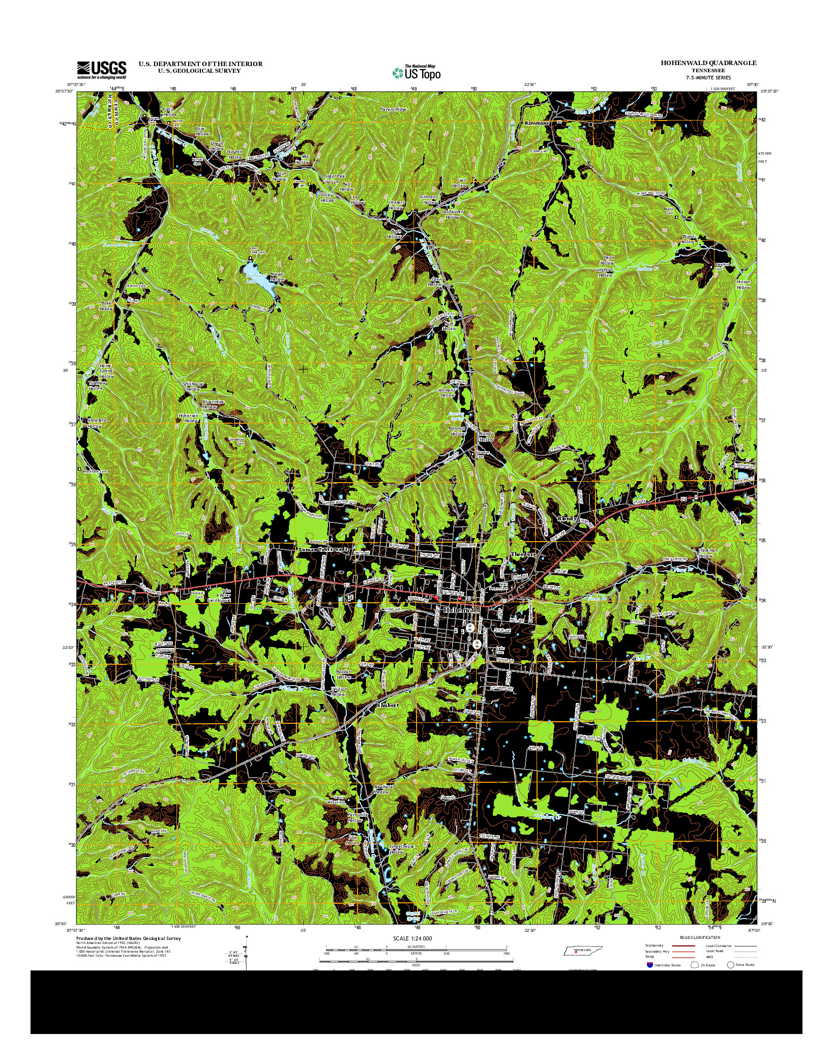 USGS US TOPO 7.5-MINUTE MAP FOR HOHENWALD, TN 2013