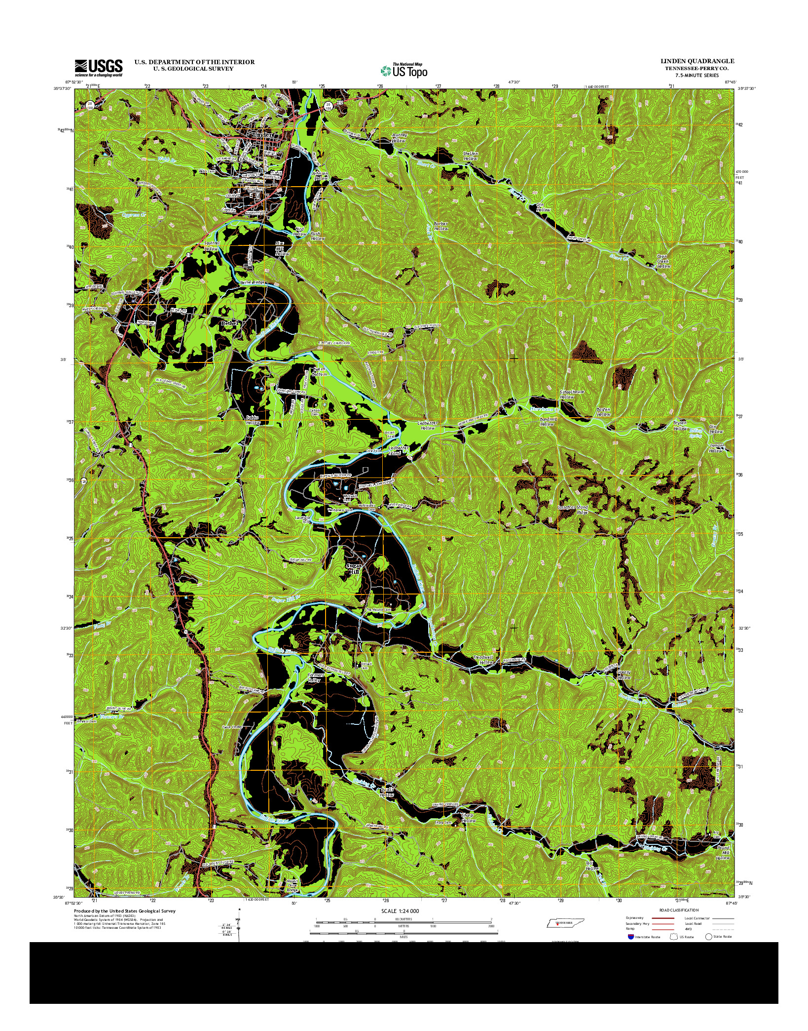 USGS US TOPO 7.5-MINUTE MAP FOR LINDEN, TN 2013