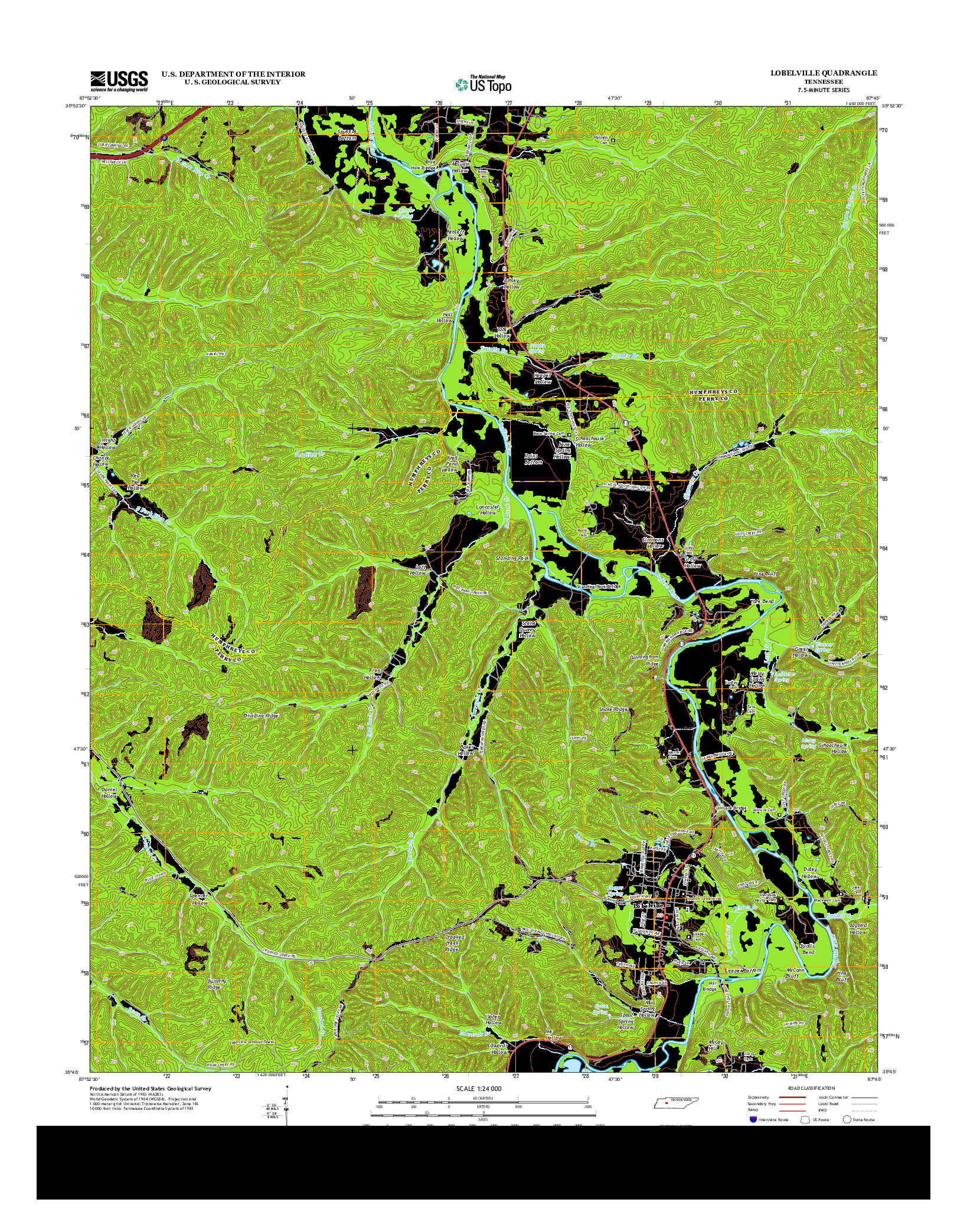 USGS US TOPO 7.5-MINUTE MAP FOR LOBELVILLE, TN 2013