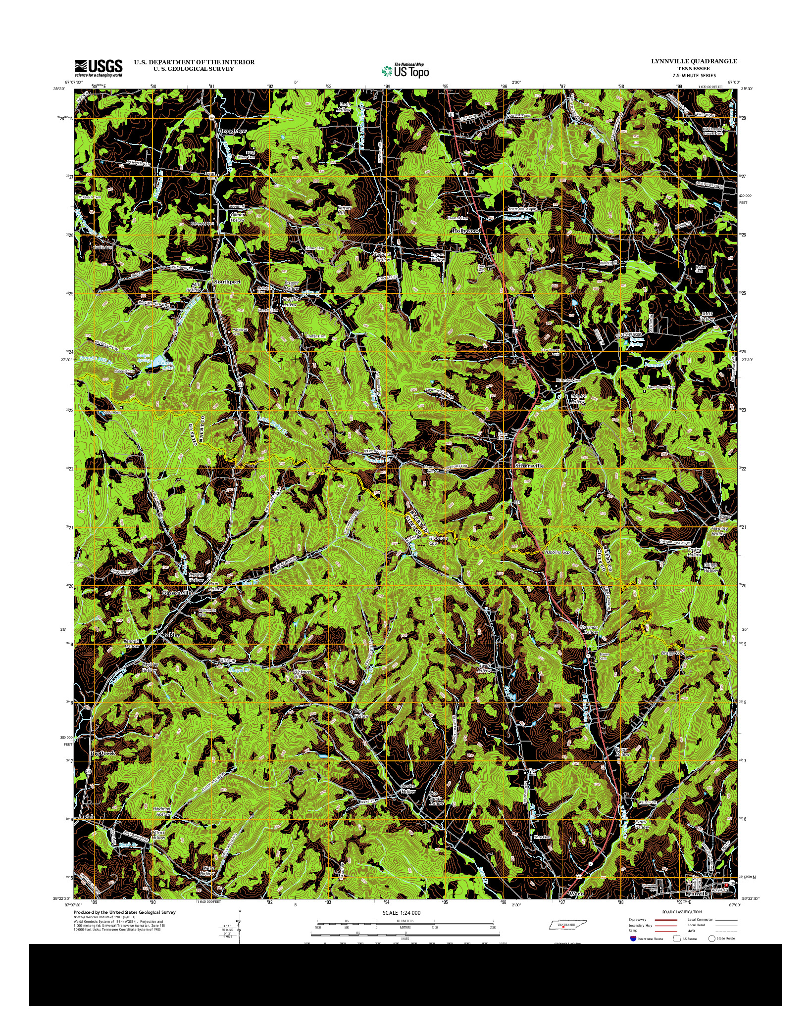 USGS US TOPO 7.5-MINUTE MAP FOR LYNNVILLE, TN 2013