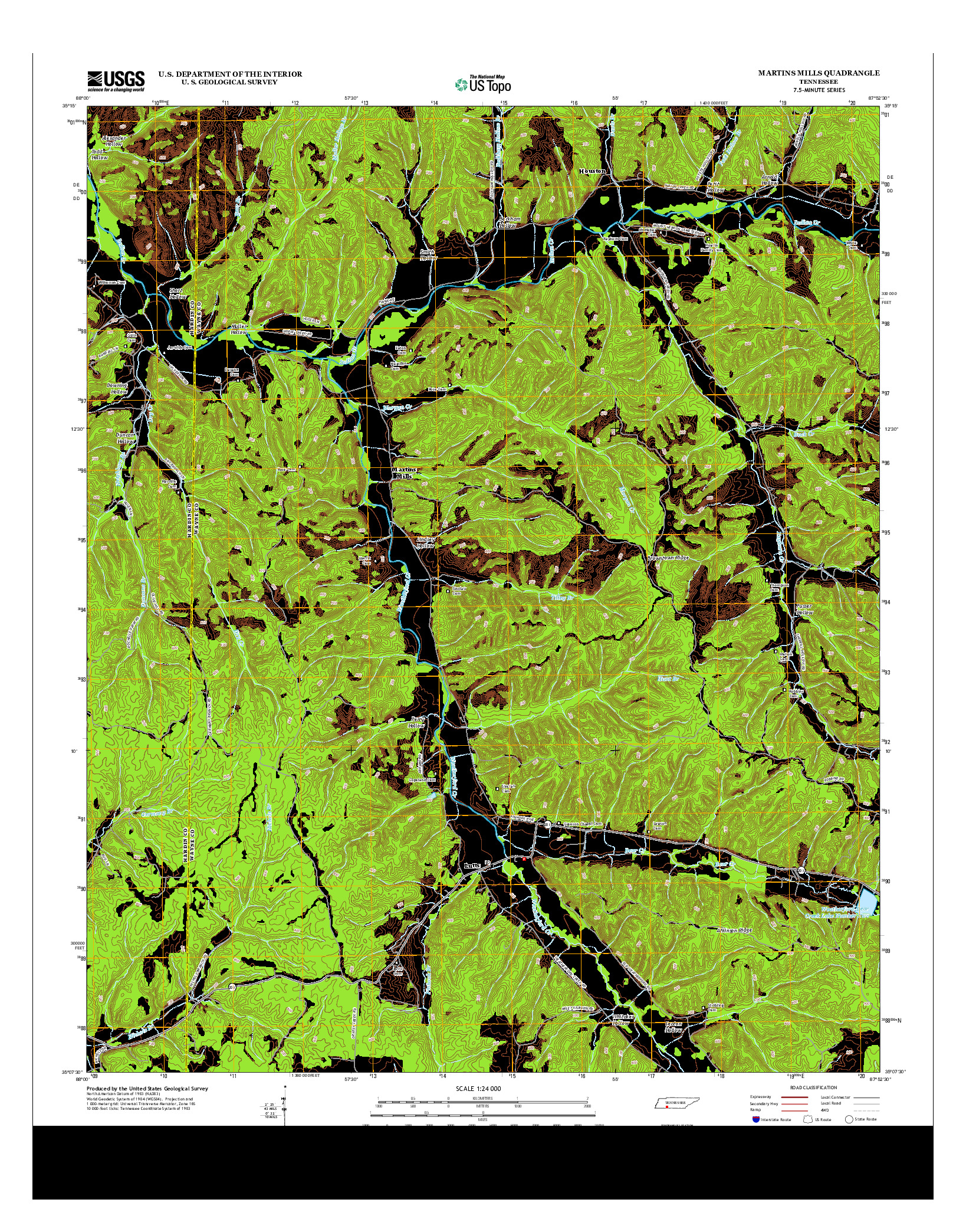 USGS US TOPO 7.5-MINUTE MAP FOR MARTINS MILLS, TN 2013