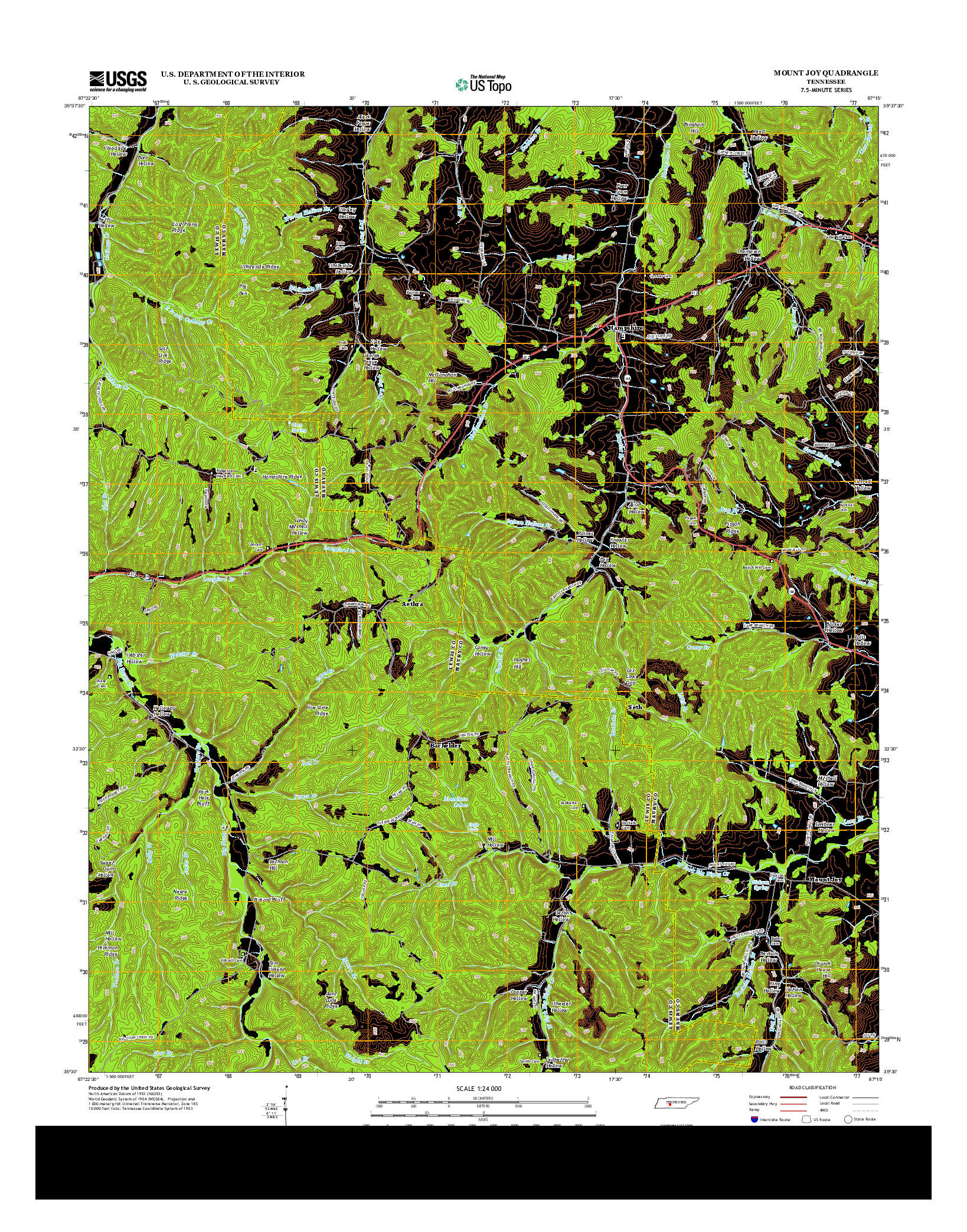 USGS US TOPO 7.5-MINUTE MAP FOR MOUNT JOY, TN 2013