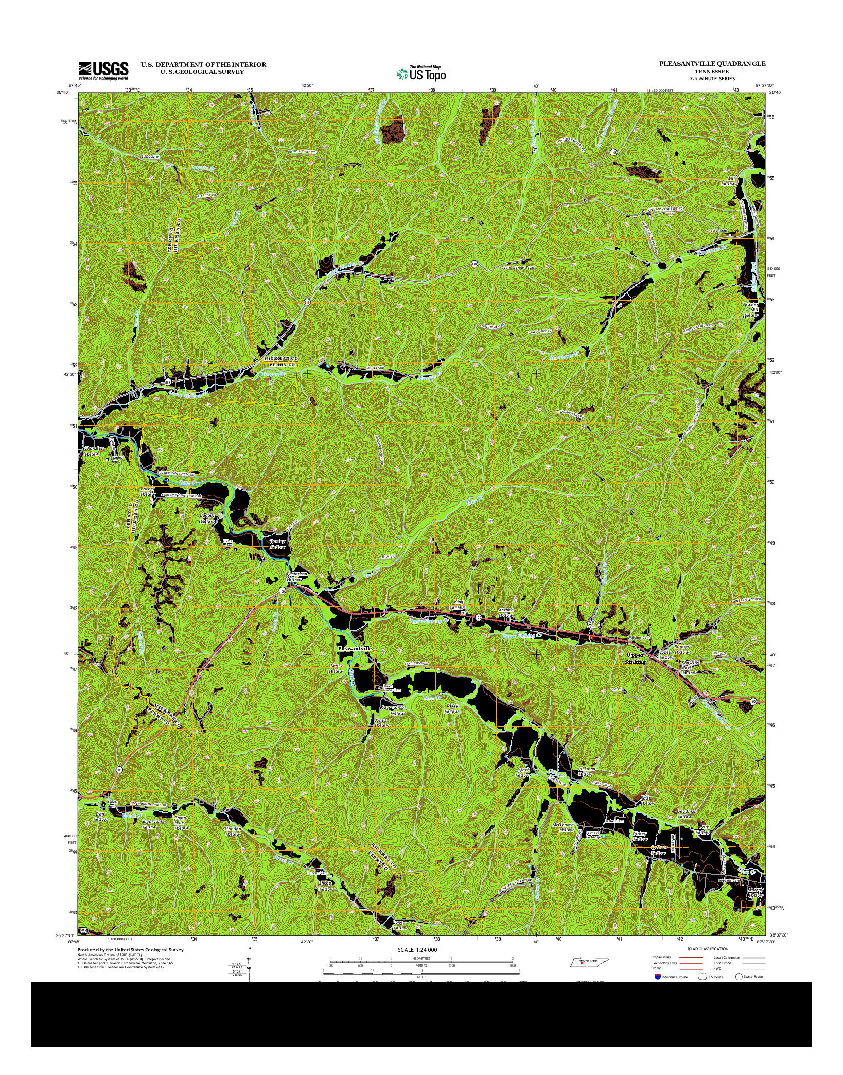 USGS US TOPO 7.5-MINUTE MAP FOR PLEASANTVILLE, TN 2013