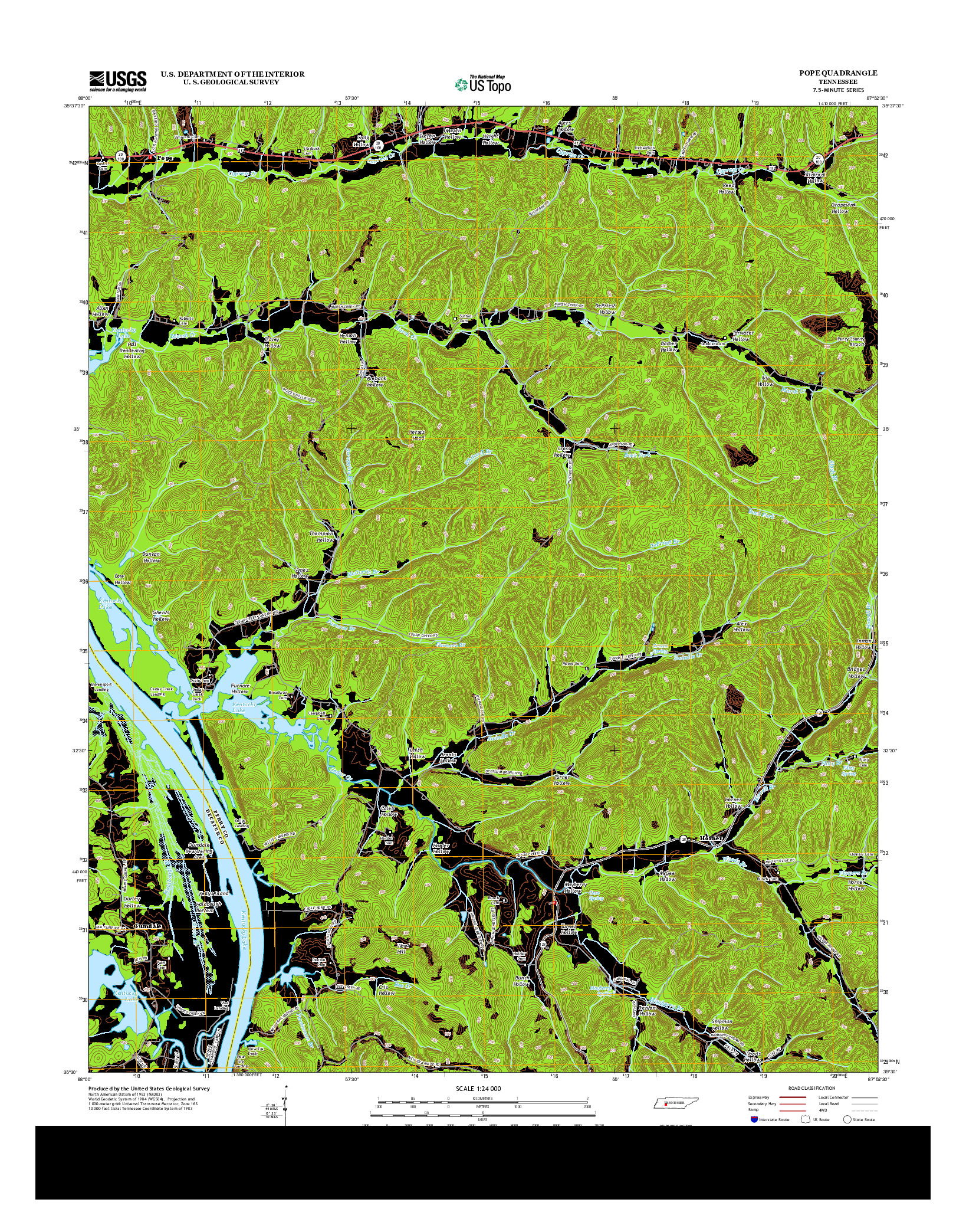 USGS US TOPO 7.5-MINUTE MAP FOR POPE, TN 2013