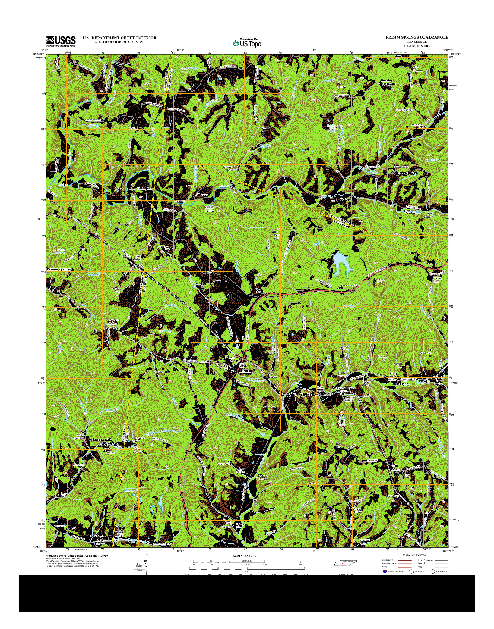 USGS US TOPO 7.5-MINUTE MAP FOR PRIMM SPRINGS, TN 2013