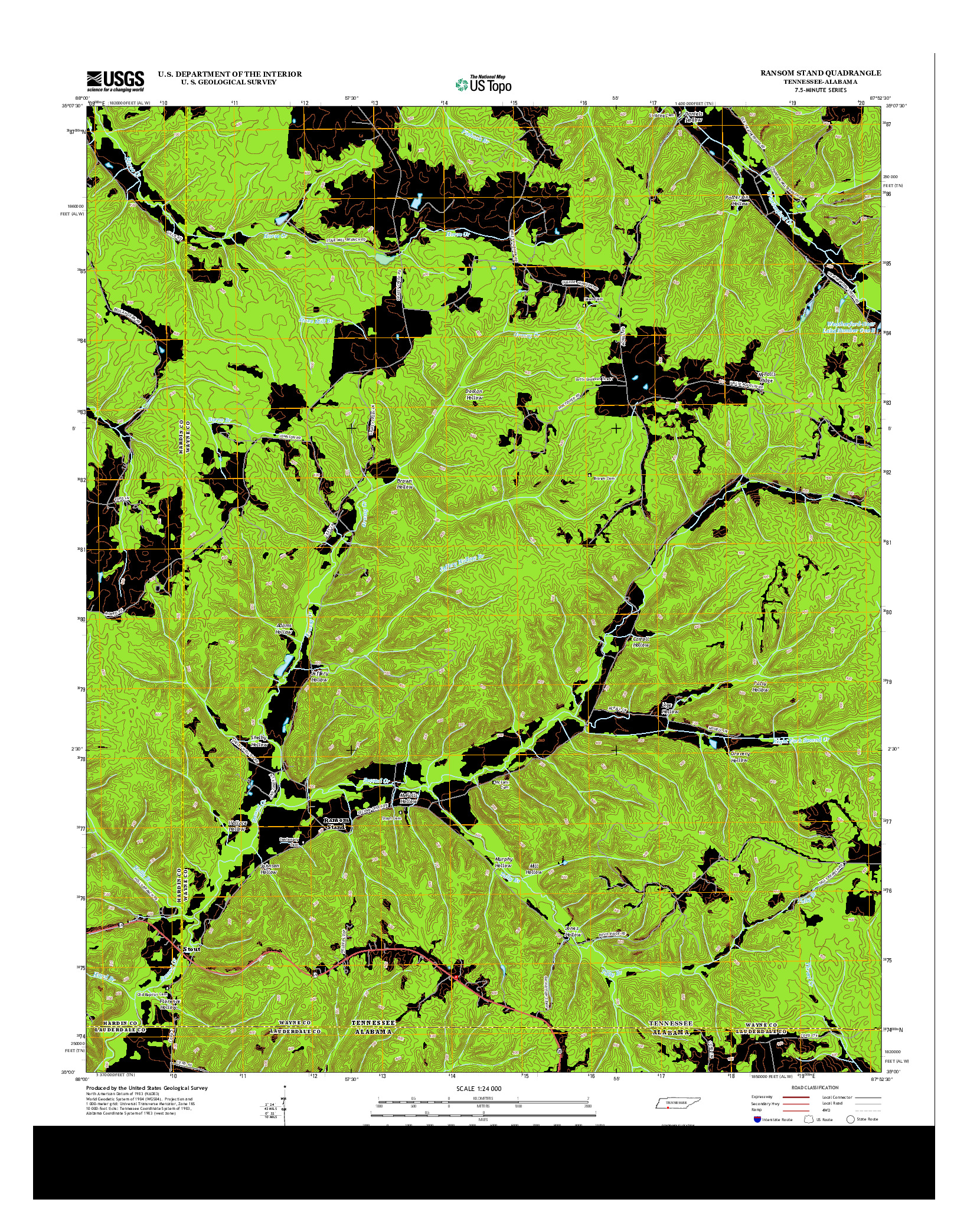 USGS US TOPO 7.5-MINUTE MAP FOR RANSOM STAND, TN-AL 2013