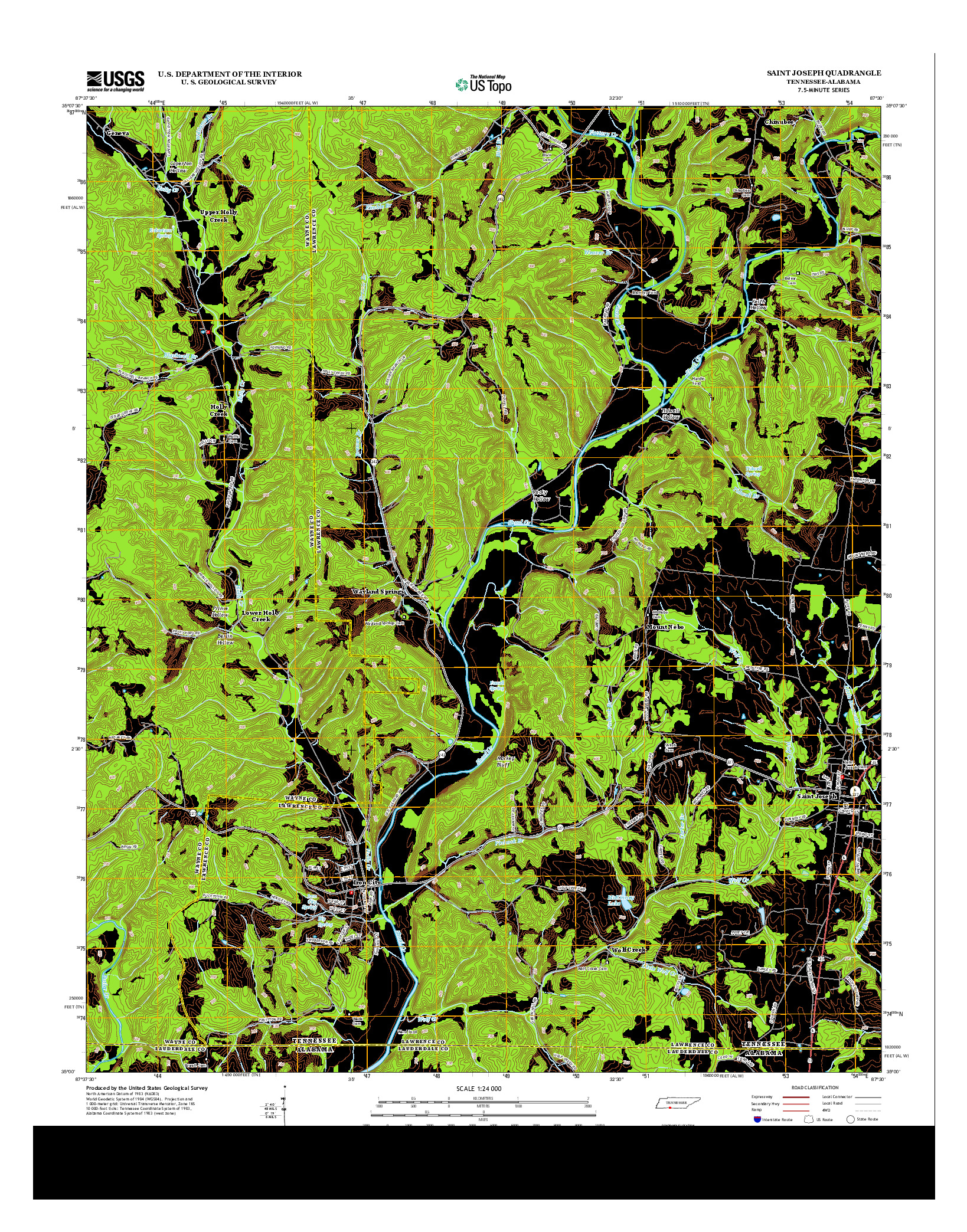 USGS US TOPO 7.5-MINUTE MAP FOR SAINT JOSEPH, TN-AL 2013