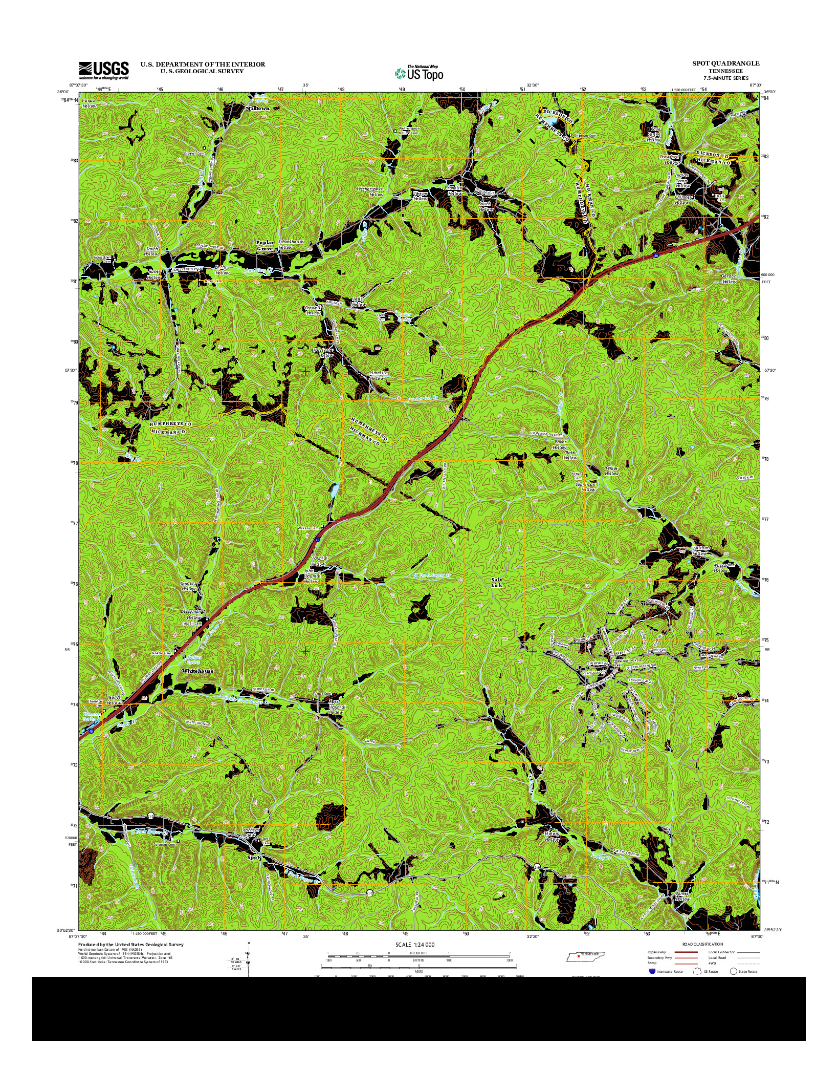 USGS US TOPO 7.5-MINUTE MAP FOR SPOT, TN 2013