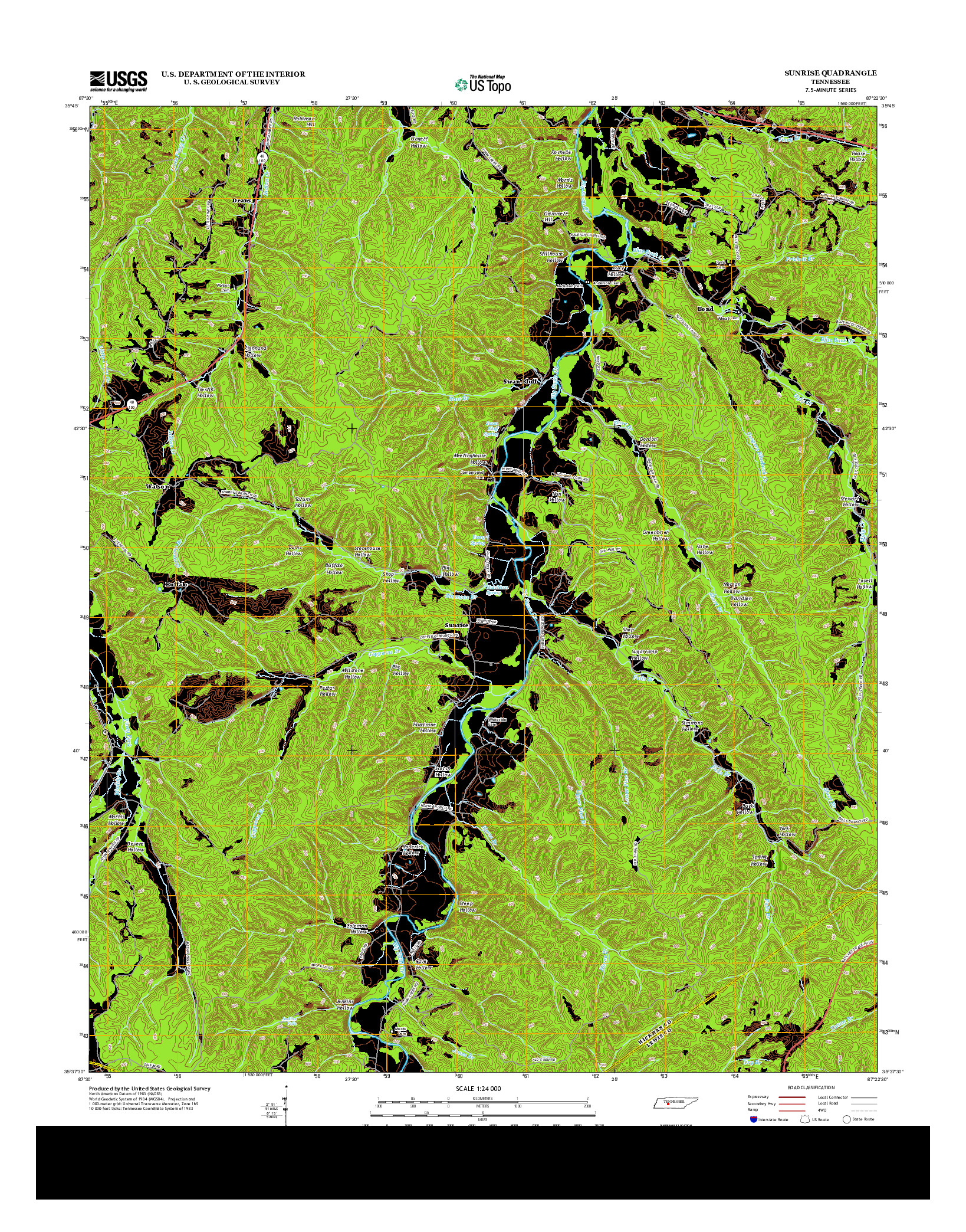 USGS US TOPO 7.5-MINUTE MAP FOR SUNRISE, TN 2013