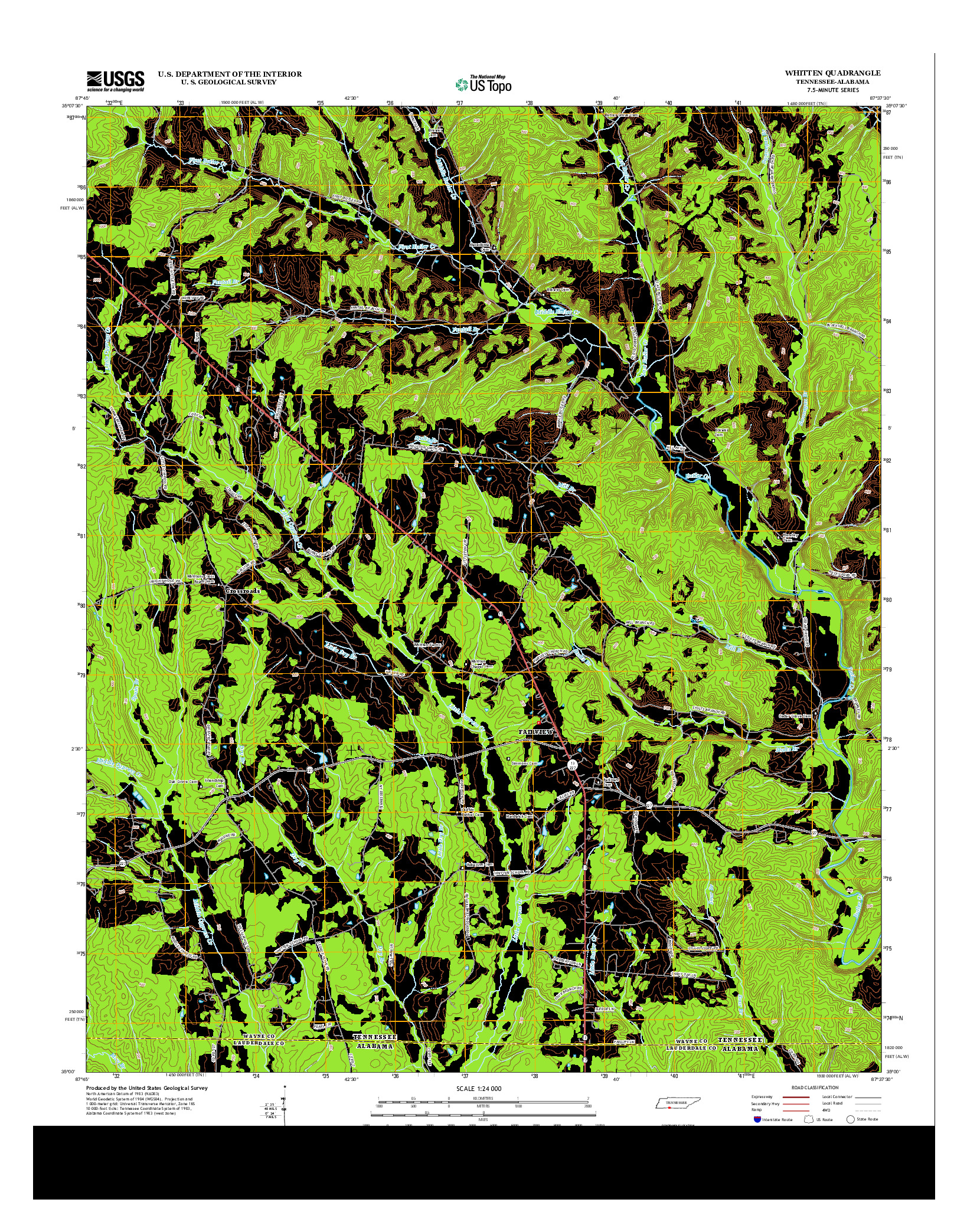 USGS US TOPO 7.5-MINUTE MAP FOR WHITTEN, TN-AL 2013