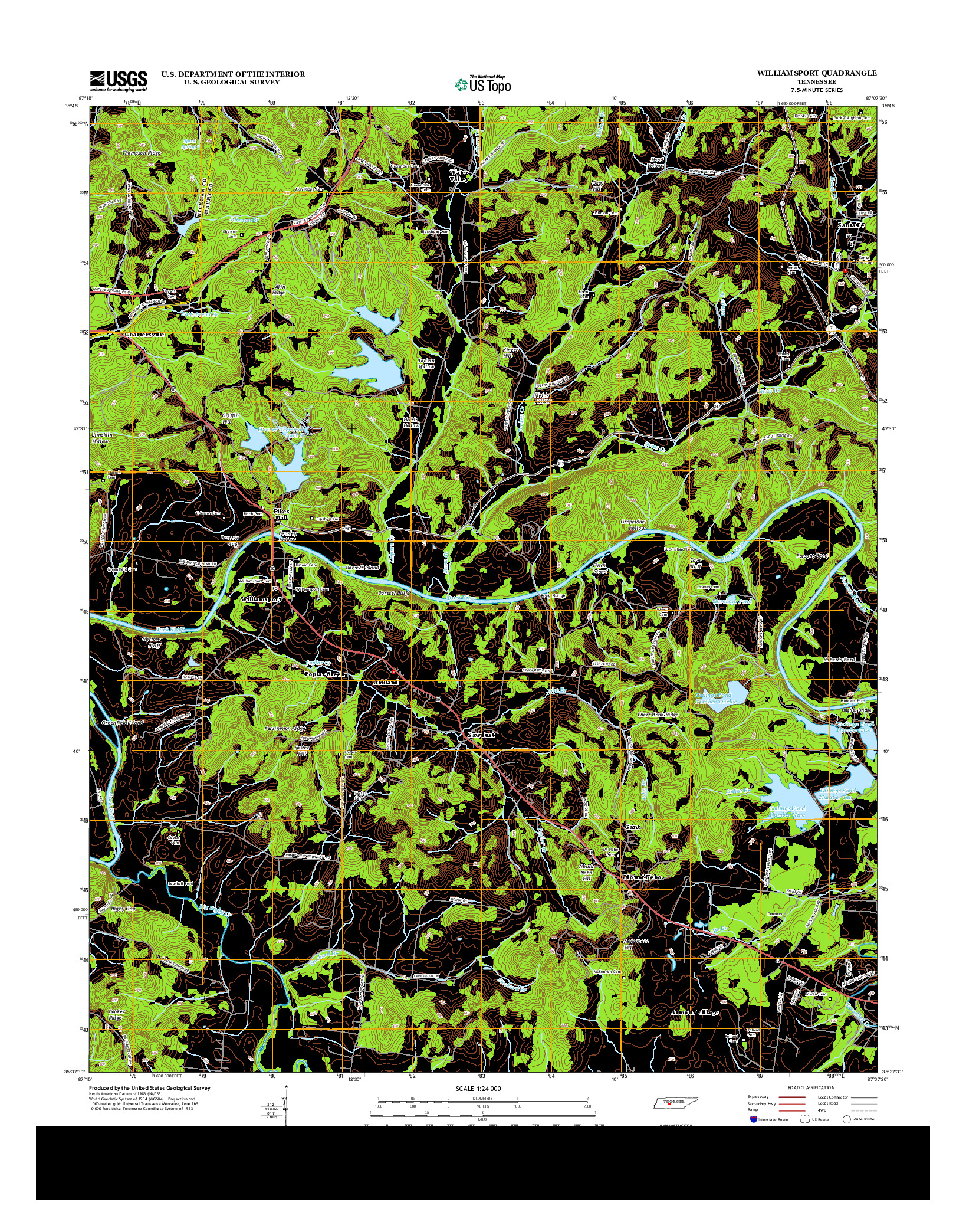 USGS US TOPO 7.5-MINUTE MAP FOR WILLIAMSPORT, TN 2013