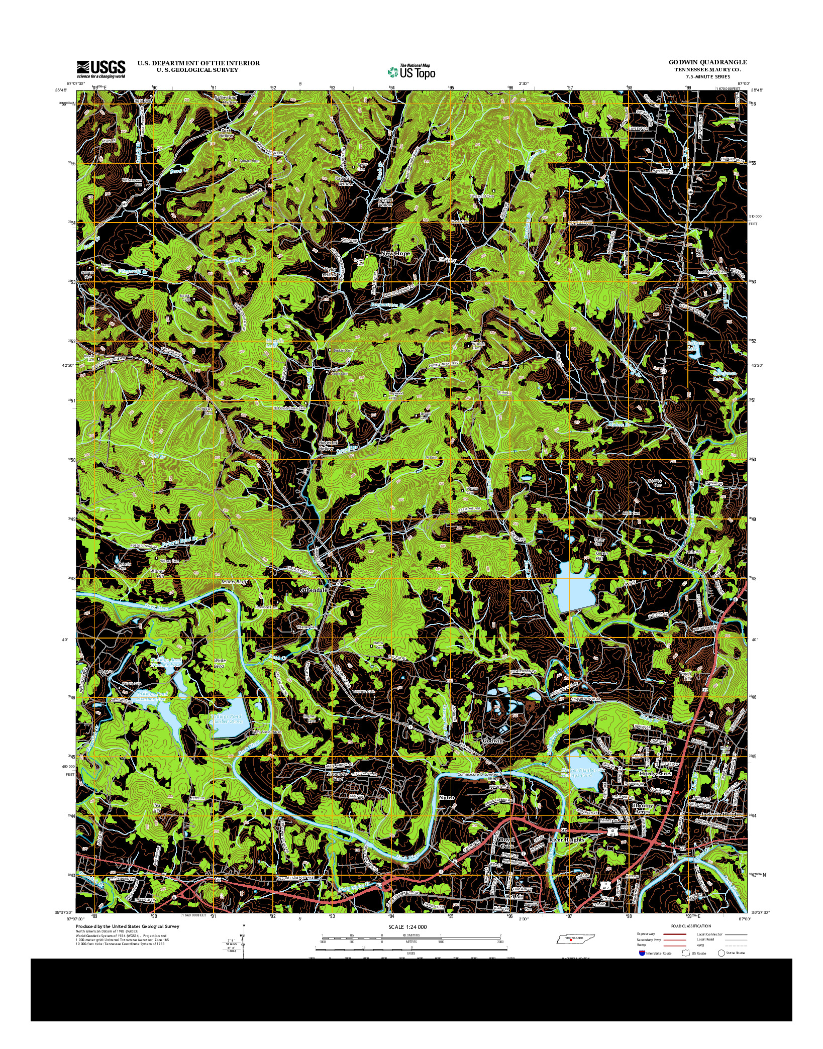 USGS US TOPO 7.5-MINUTE MAP FOR GODWIN, TN 2013