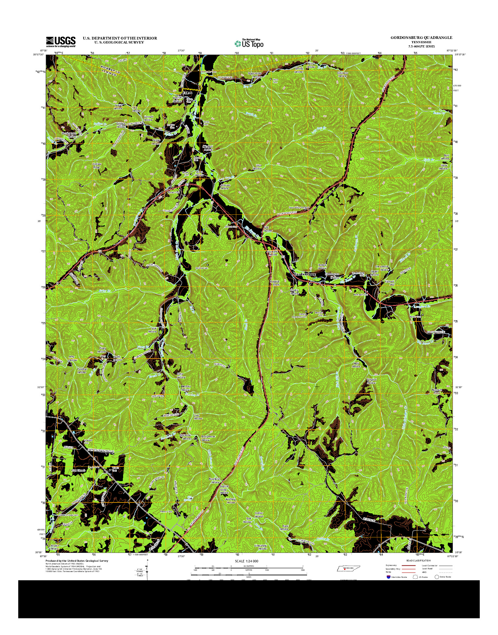 USGS US TOPO 7.5-MINUTE MAP FOR GORDONSBURG, TN 2013