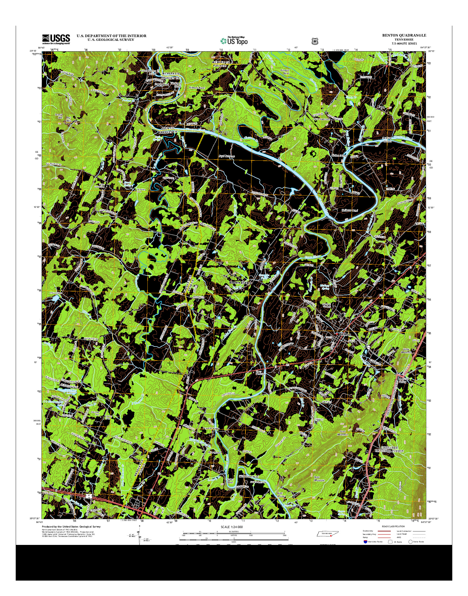 USGS US TOPO 7.5-MINUTE MAP FOR BENTON, TN 2013