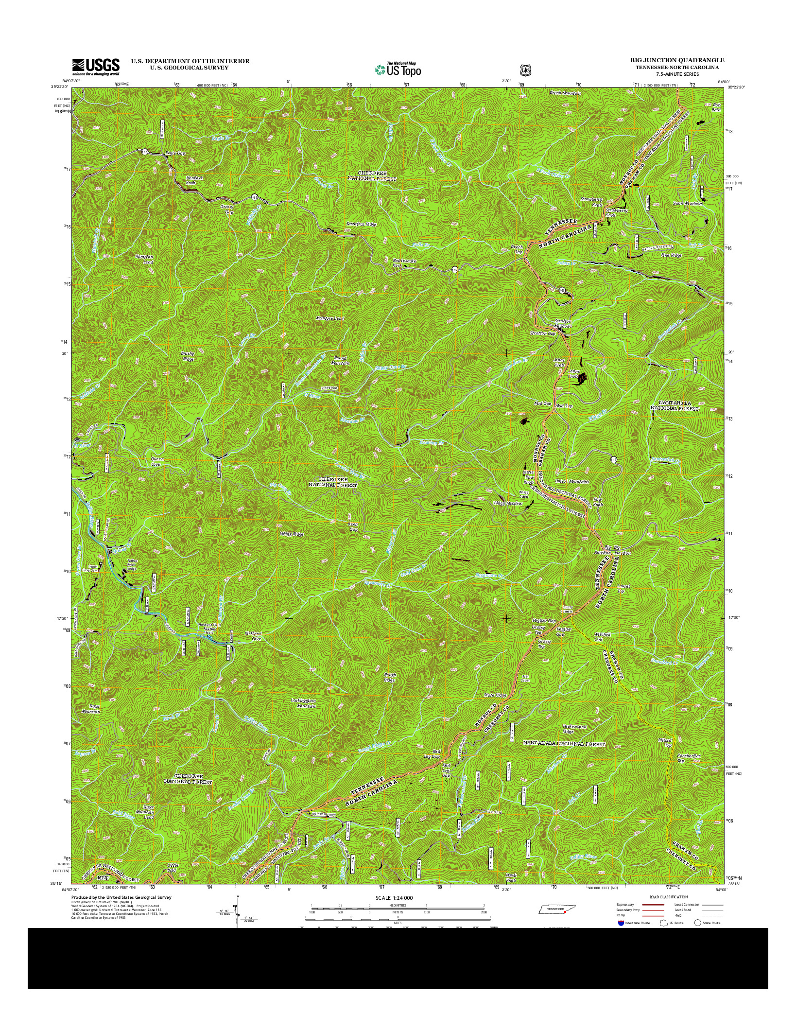 USGS US TOPO 7.5-MINUTE MAP FOR BIG JUNCTION, TN-NC 2013