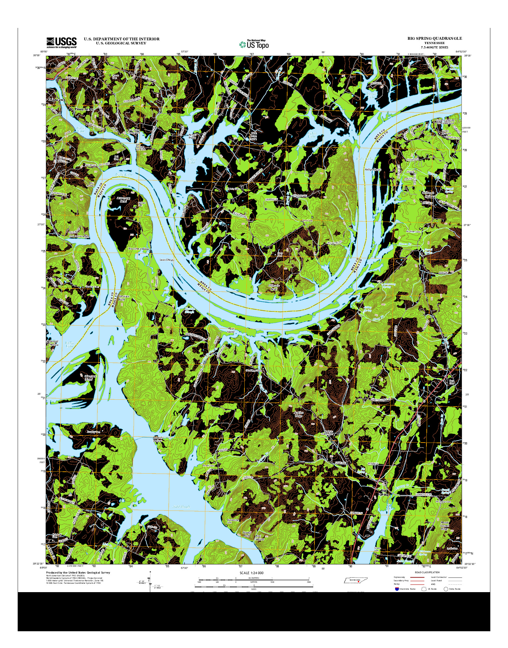 USGS US TOPO 7.5-MINUTE MAP FOR BIG SPRING, TN 2013