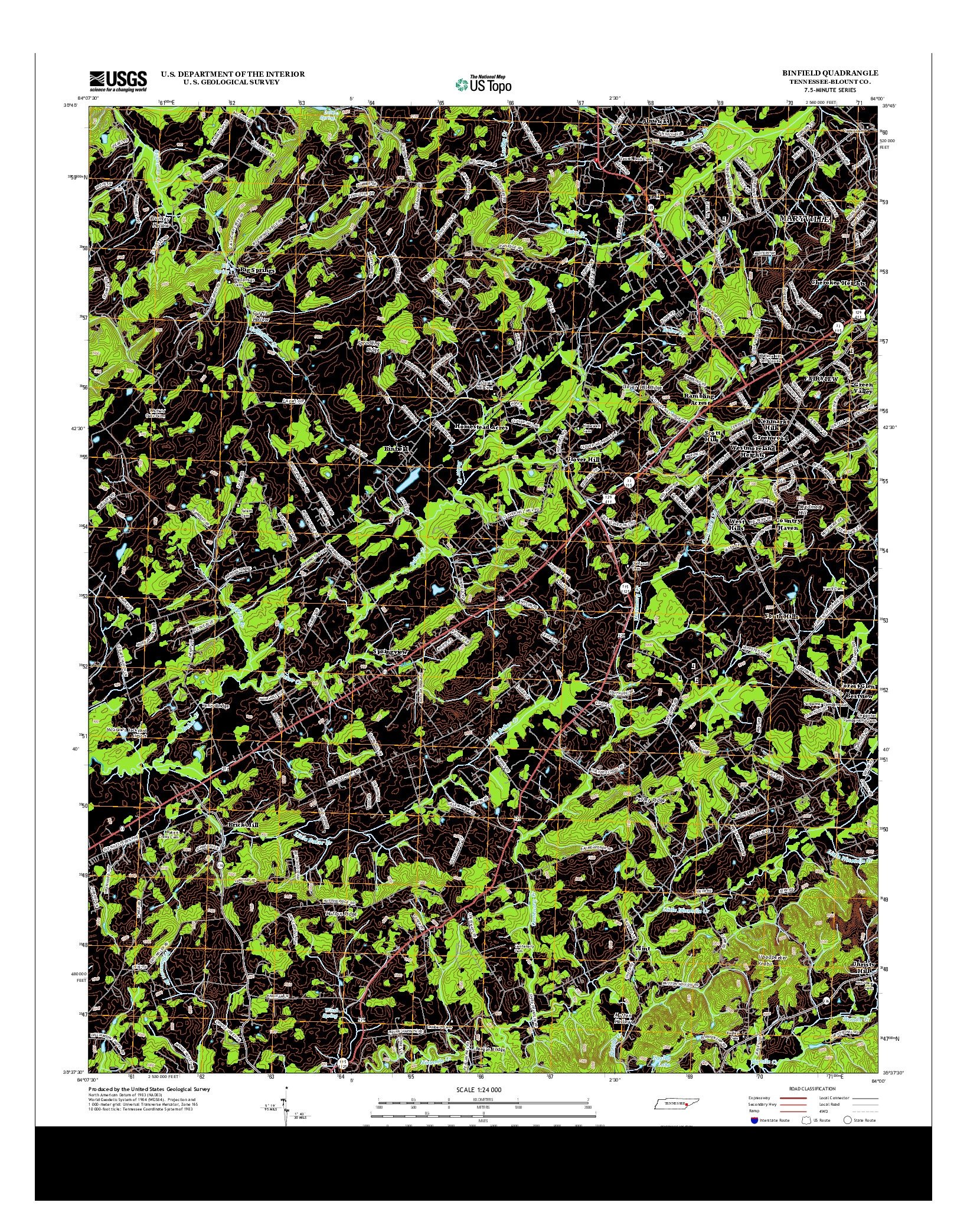 USGS US TOPO 7.5-MINUTE MAP FOR BINFIELD, TN 2013