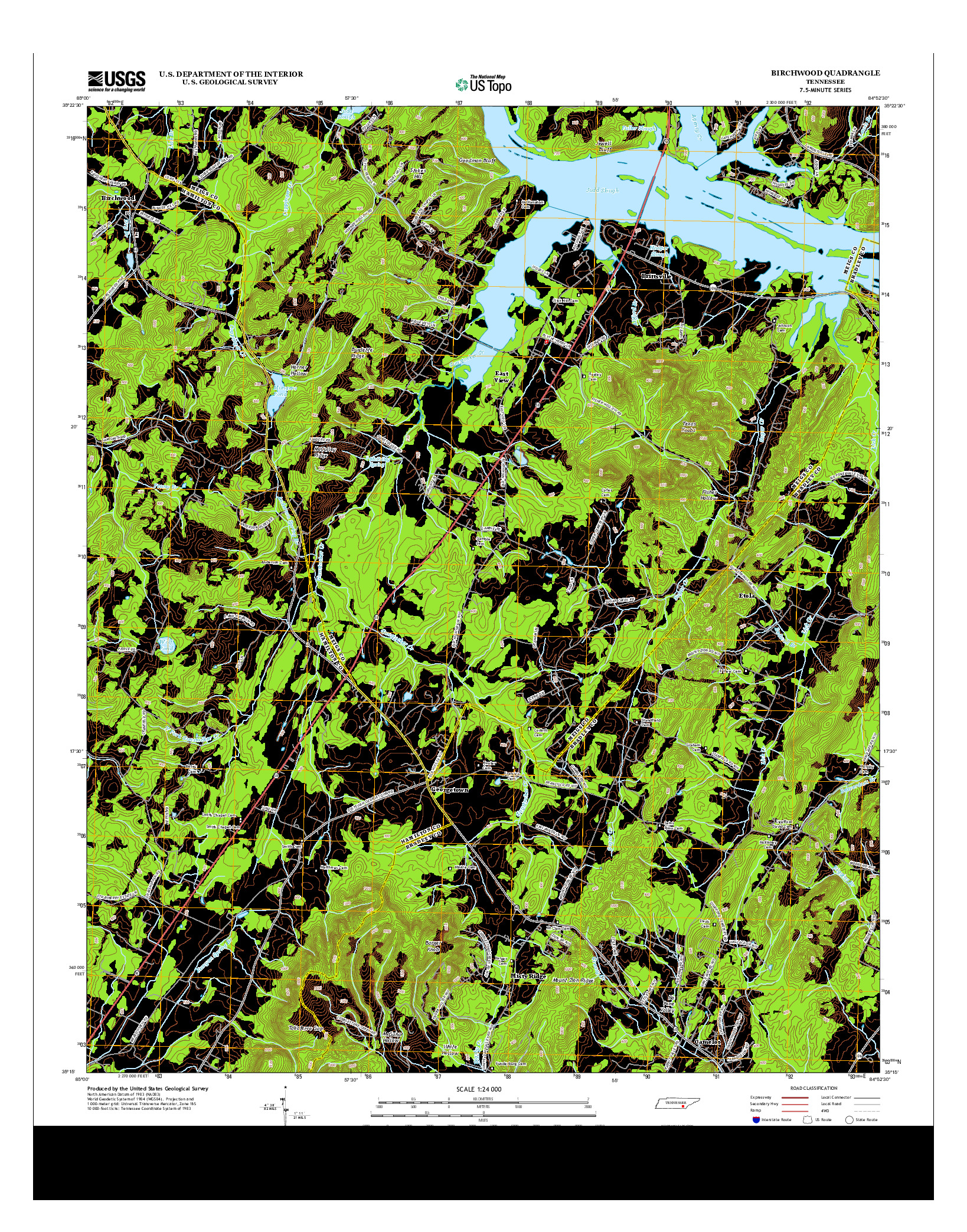 USGS US TOPO 7.5-MINUTE MAP FOR BIRCHWOOD, TN 2013