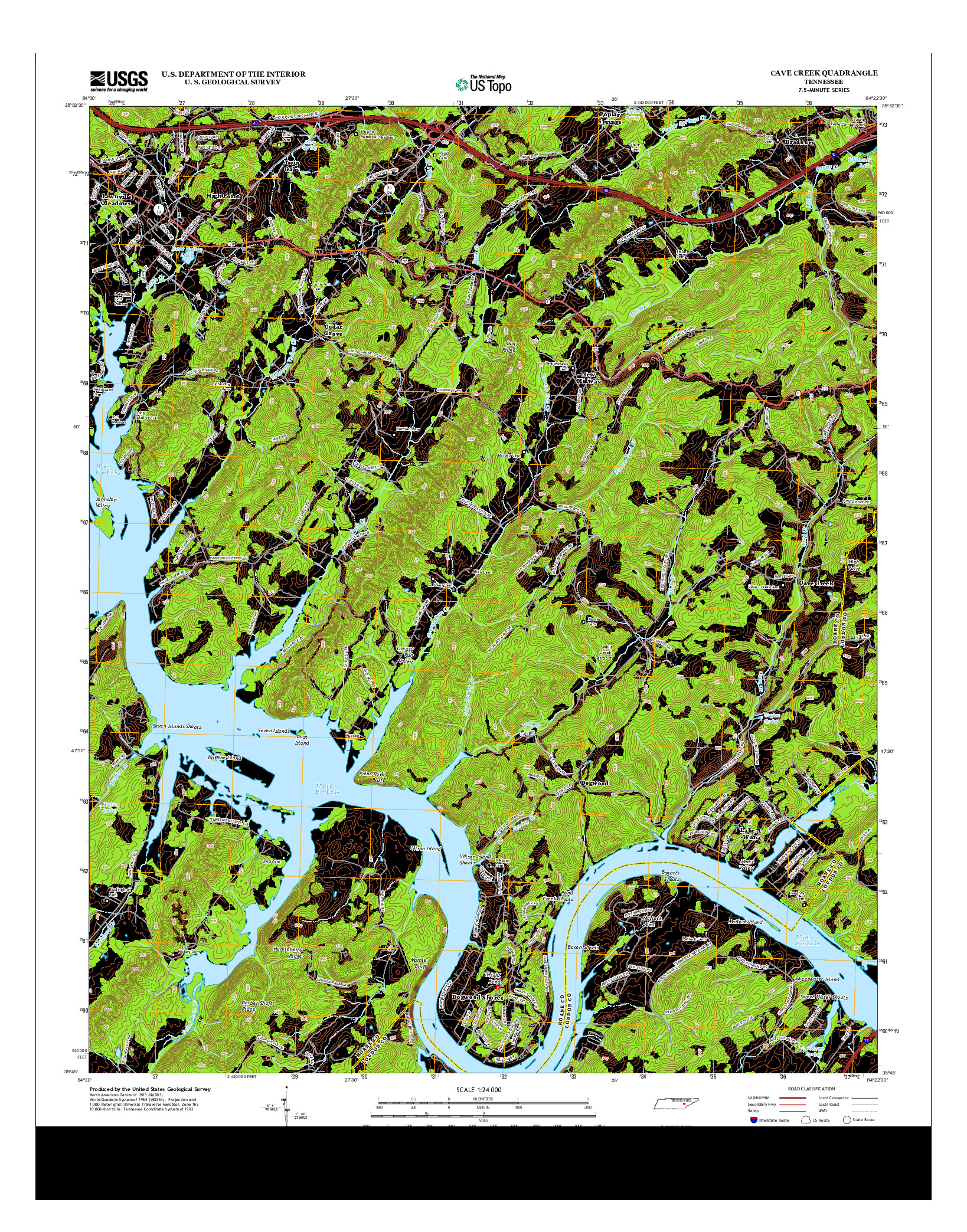 USGS US TOPO 7.5-MINUTE MAP FOR CAVE CREEK, TN 2013