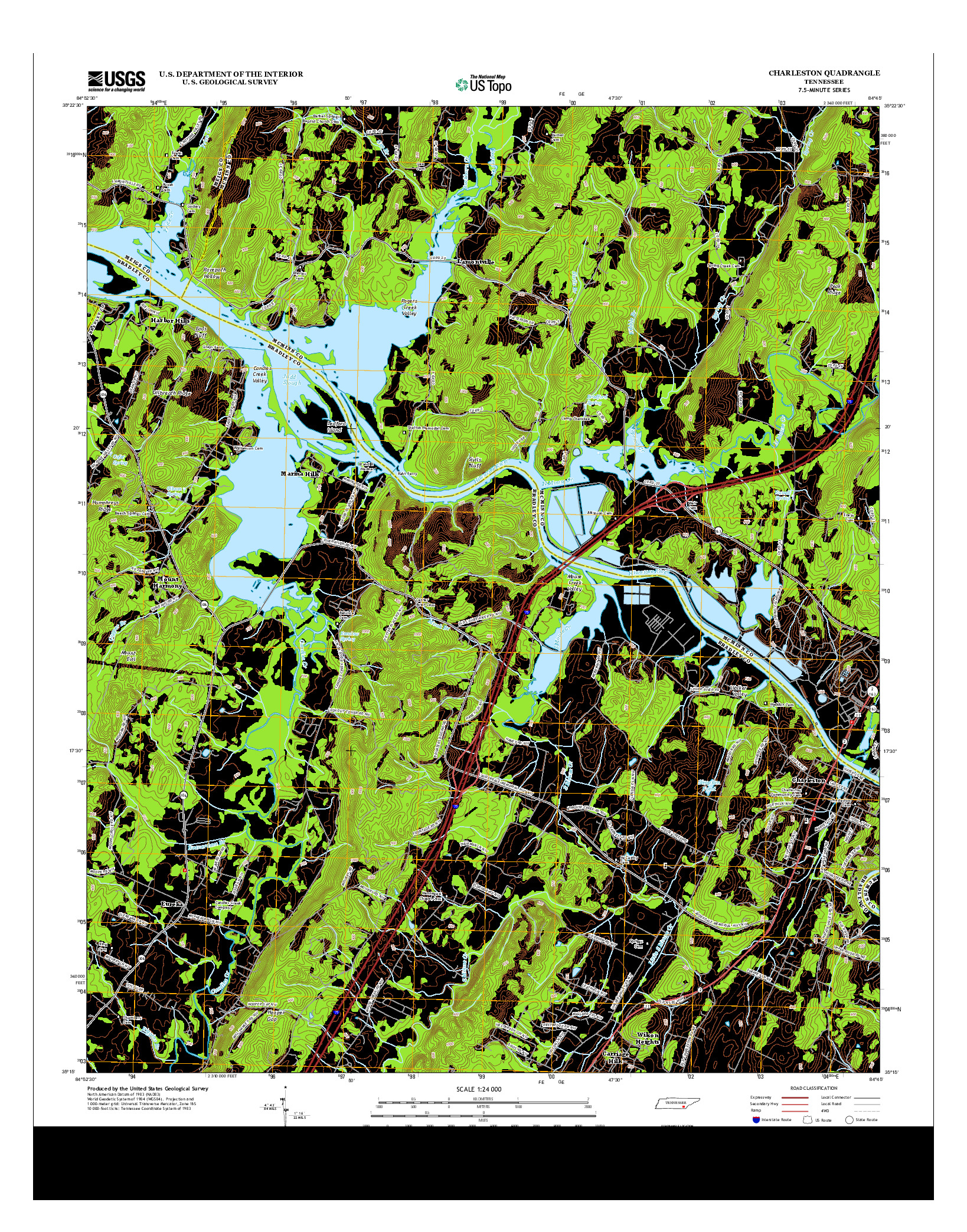 USGS US TOPO 7.5-MINUTE MAP FOR CHARLESTON, TN 2013