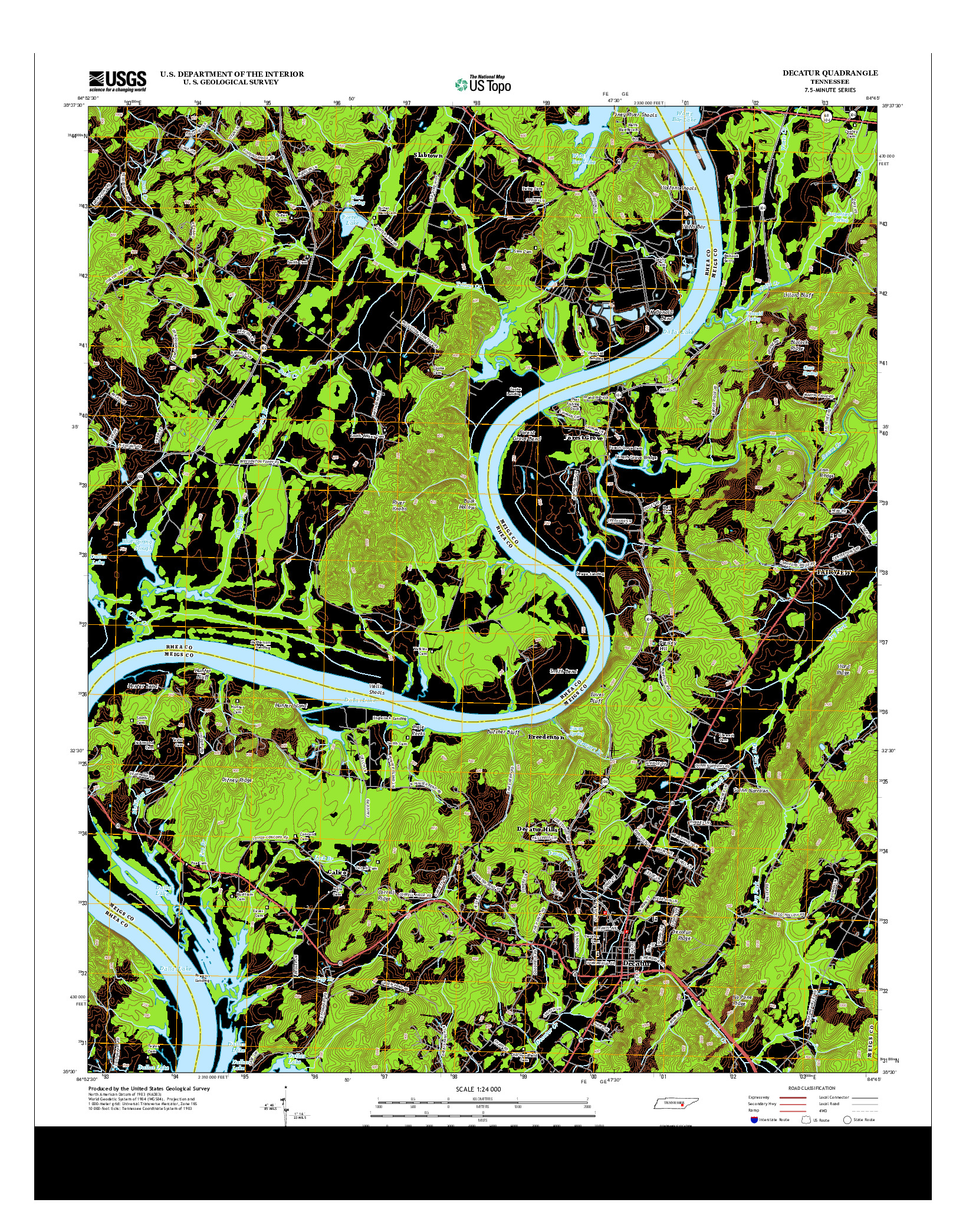 USGS US TOPO 7.5-MINUTE MAP FOR DECATUR, TN 2013