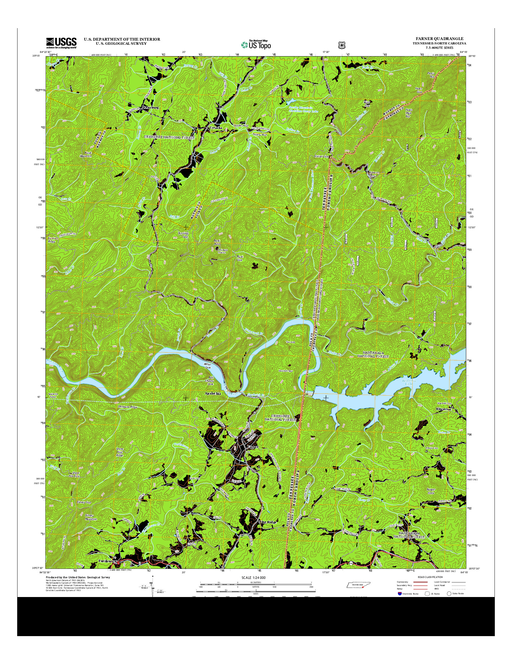 USGS US TOPO 7.5-MINUTE MAP FOR FARNER, TN-NC 2013