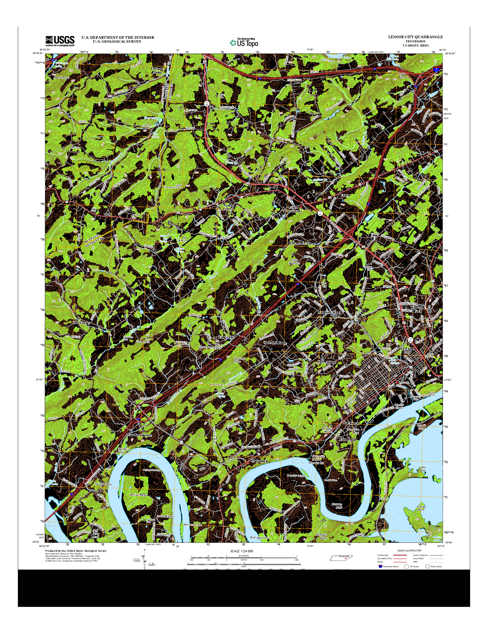 USGS US TOPO 7.5-MINUTE MAP FOR LENOIR CITY, TN 2013