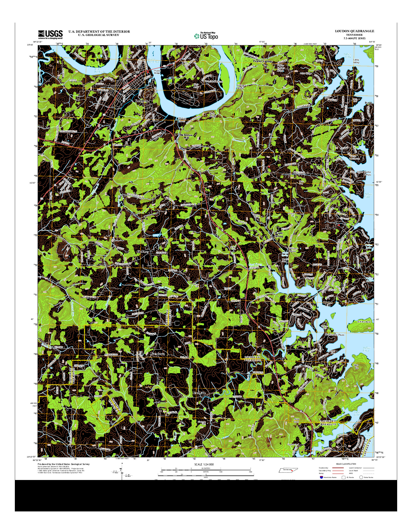 USGS US TOPO 7.5-MINUTE MAP FOR LOUDON, TN 2013