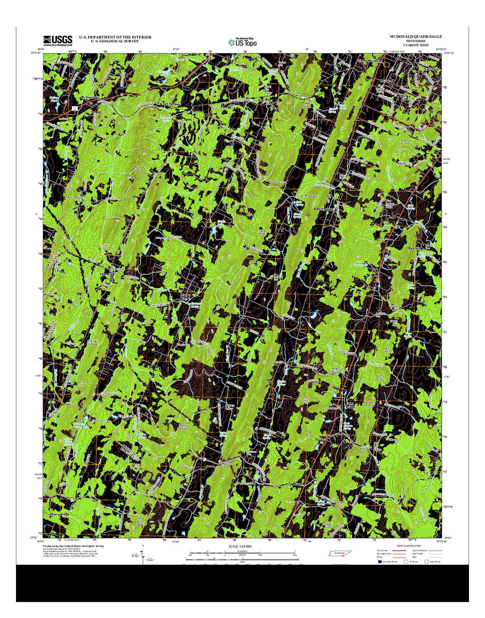 USGS US TOPO 7.5-MINUTE MAP FOR MCDONALD, TN 2013